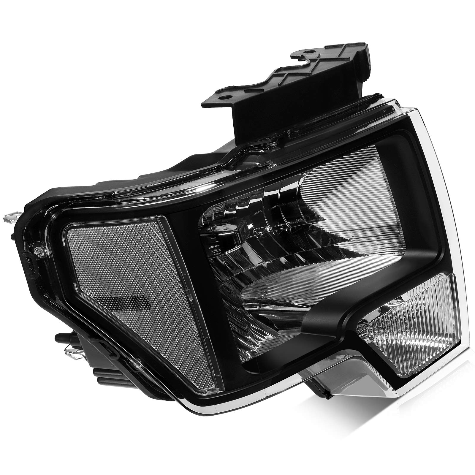 Ford F-150 Headlight Assembly Replacement (2009-2014) - Black Housing, Clear Reflector & Lens - High Performance Driving Lights for Night & Off-Road Use