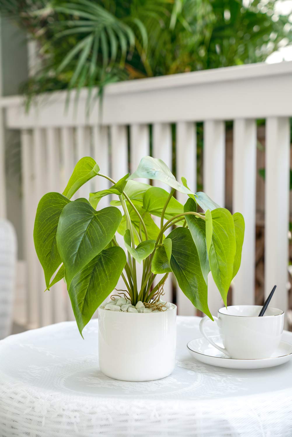 Artificial Potted Plants in Ceramic Pot - Realistic Fake Green Plants for Home & Office Decor - Perfect for Bookshelf, Bathroom, Desk, and Living Room Decoration