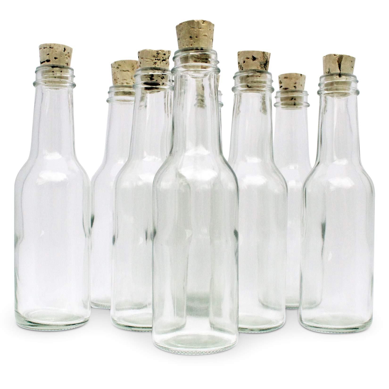 12-Pack Clear Glass Bottles with Wooden Cork Lids - 170ml/5.5 oz Wide Mouth Design - Reusable for DIY Crafts, Wedding Favors, Potion Bottles, Sand Art & Home Decor - Perfect for Party Invitations, Gift Packaging & Apothecary Storage