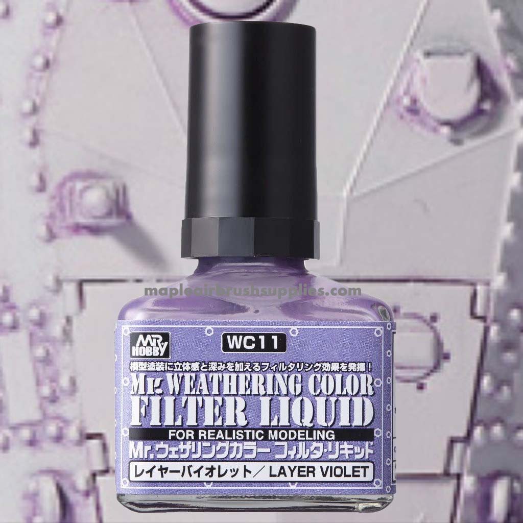 Mr. Weathering Filter Liquid Violet - Premium Weathering Effect Paint for Scale Models & Miniatures - Perfect for DIY, Warhammer, Gundam, and Tabletop Gaming Scenes