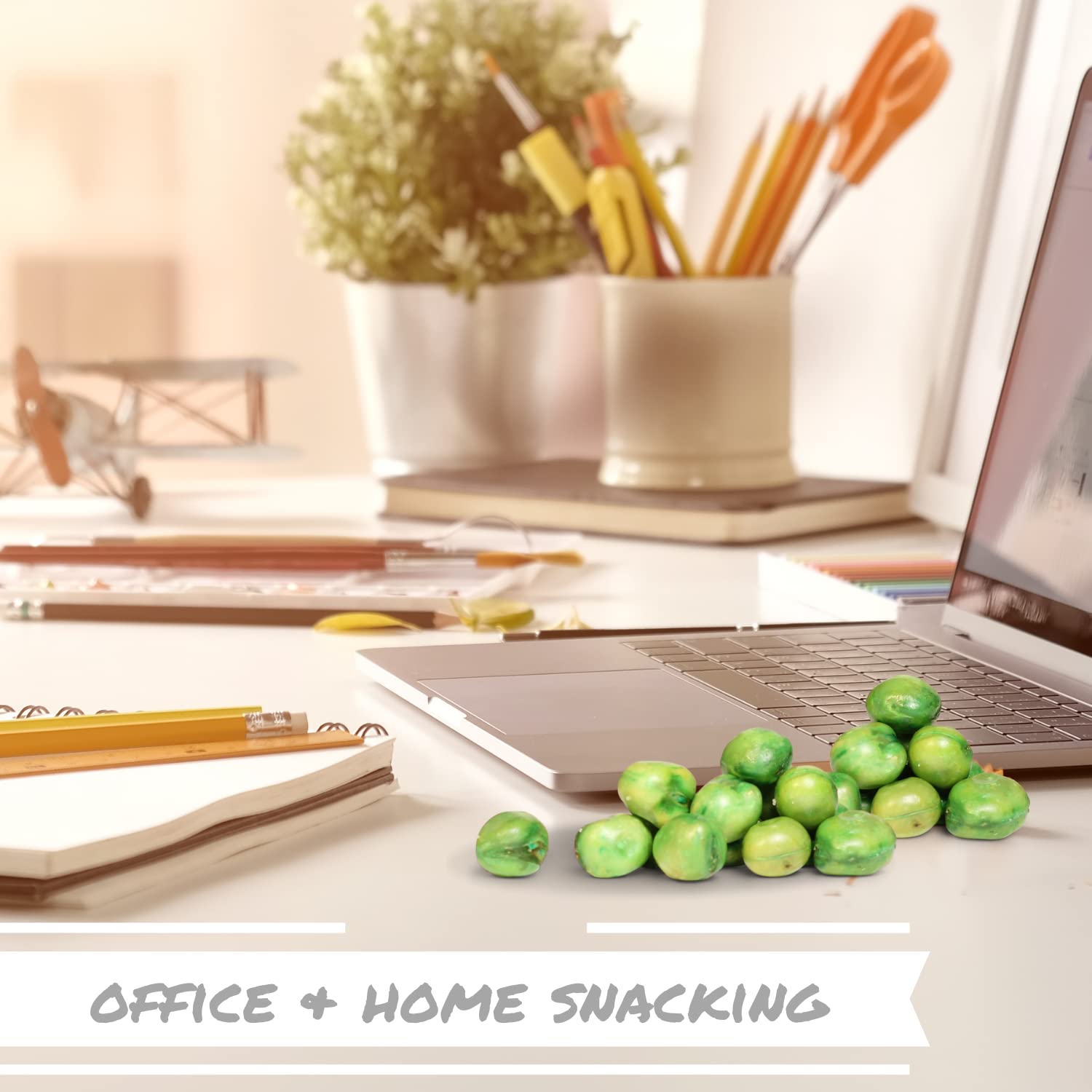 Roasted Salted Green Peas Snack - 26oz Jumbo Container | Crunchy Vegan & Kosher Healthy Snacks | Perfect for Office, Gym, Travel & Movie Nights