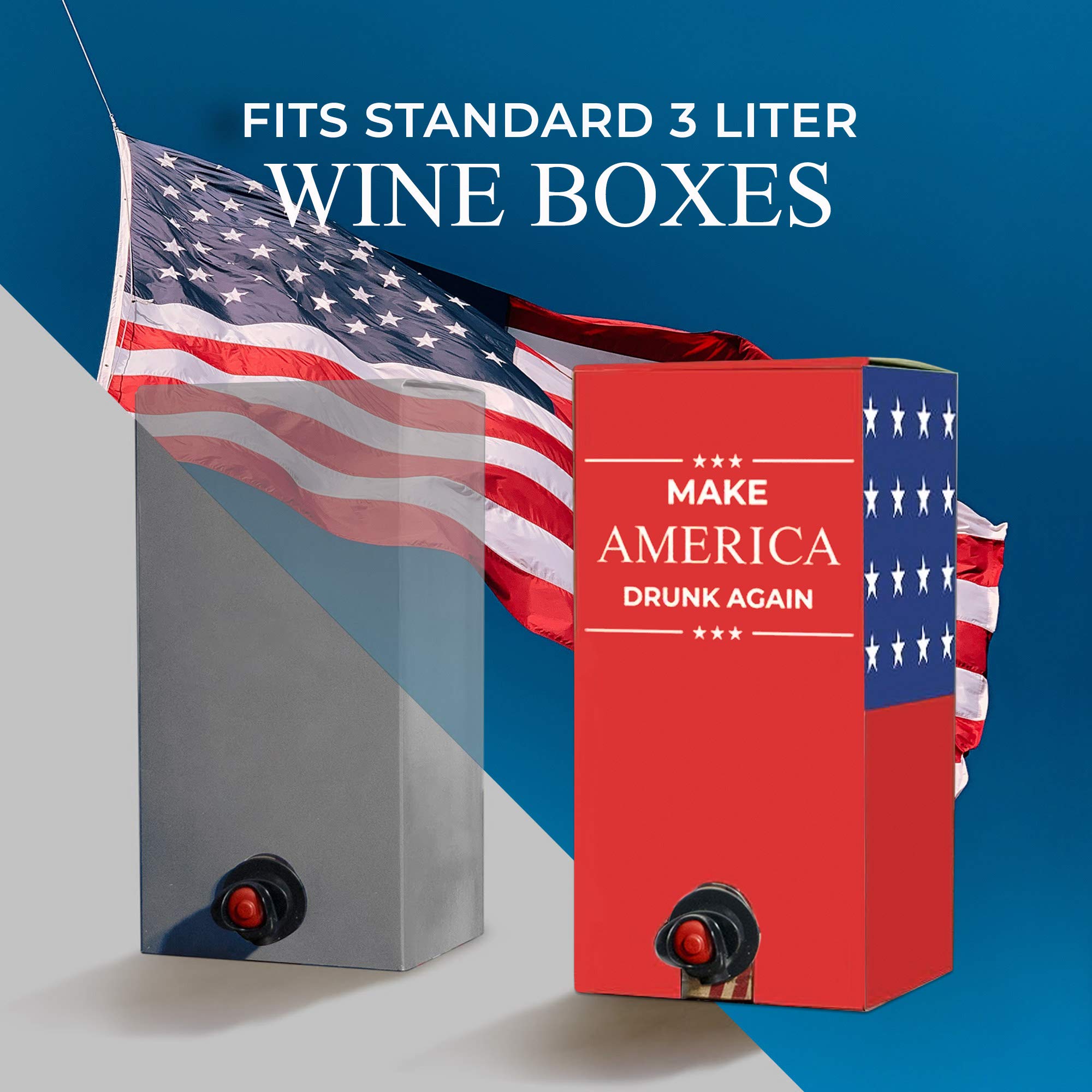 Make America Drunk Again Wine Box Cover - Premium Insulated Boxed Wine Packaging | Lightweight & Portable Decorative Cover for Parties, Picnics, Gifts & Home Decor | Fits Most Wine Box Sizes | WineBox