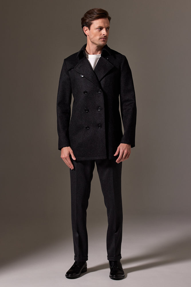 Premium Drake Coat - Charcoal Wool Overcoat for Men | Warm & Stylish Winter Outerwear for Business & Casual Occasions