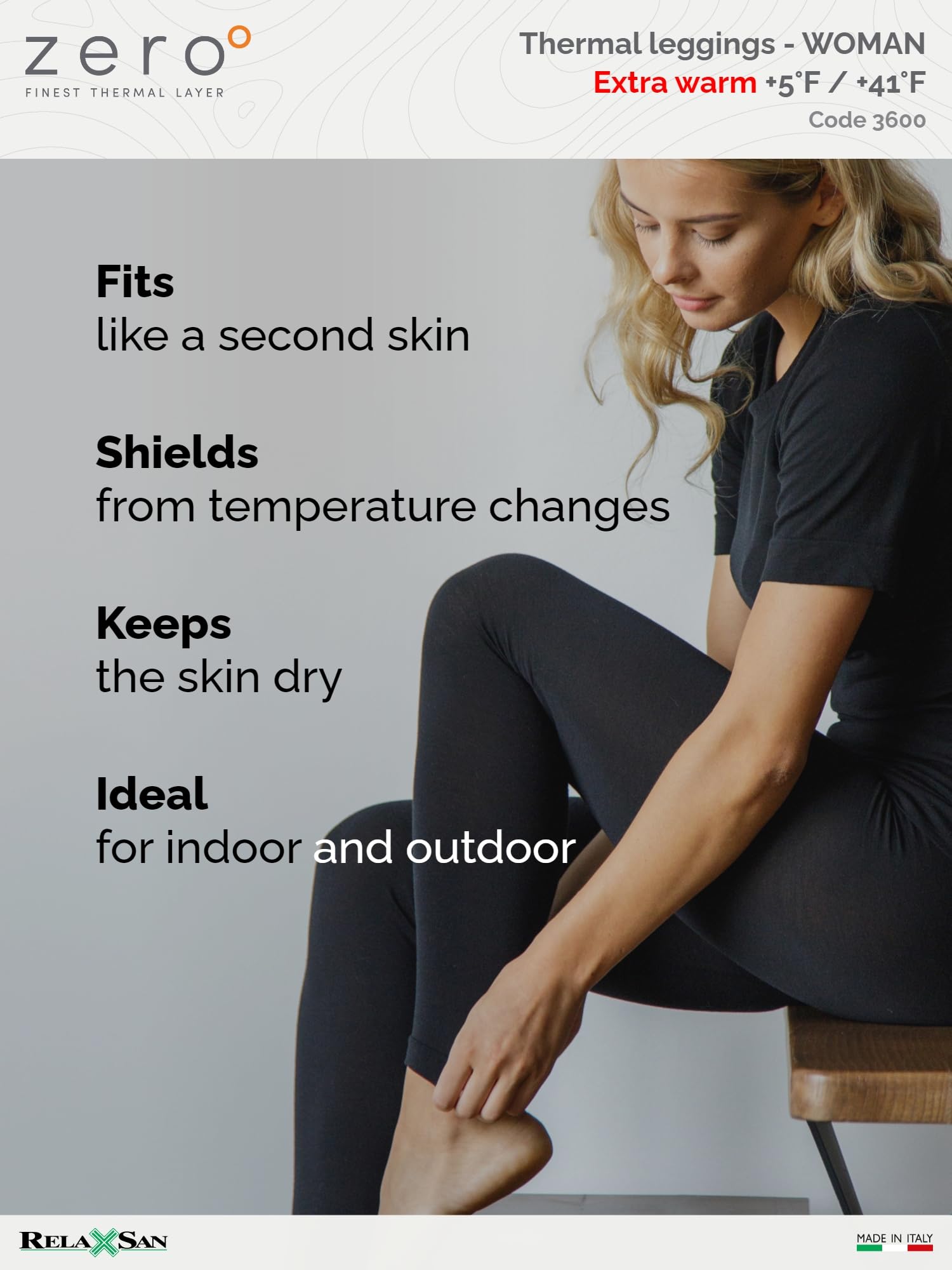 Relaxsan Zero 3200 Women's Thermal Base Layer Leggings - Merino Wool & Dryarn Fiber Warm Winter Underwear for Hiking, Skiing & Cold Weather Activities