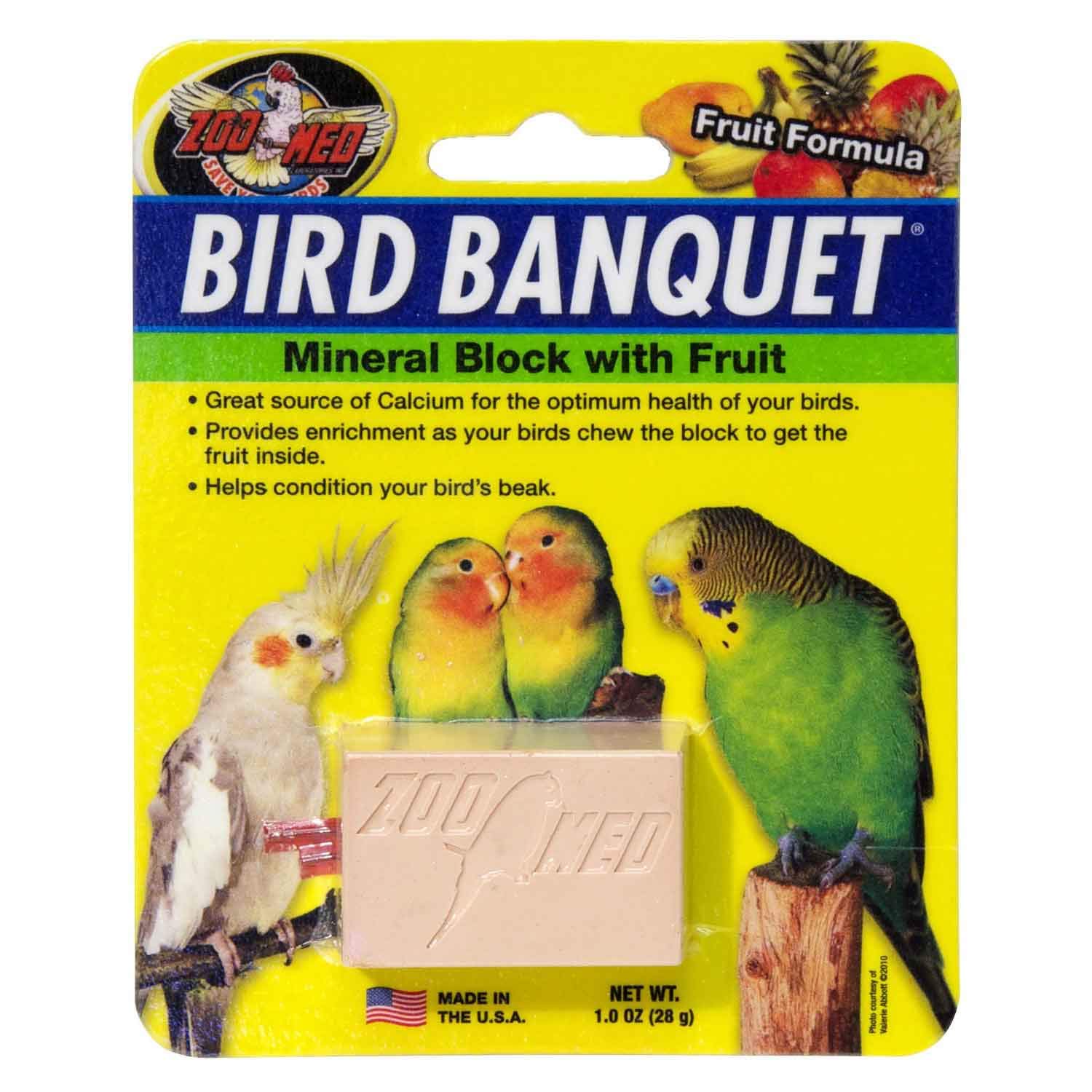 Zoo Med Small Fruit Bird Banquet Block - Natural Bird Treat for Parakeets, Cockatiels & Small Birds - Perfect for Cages, Aviaries & Bird Play Stands