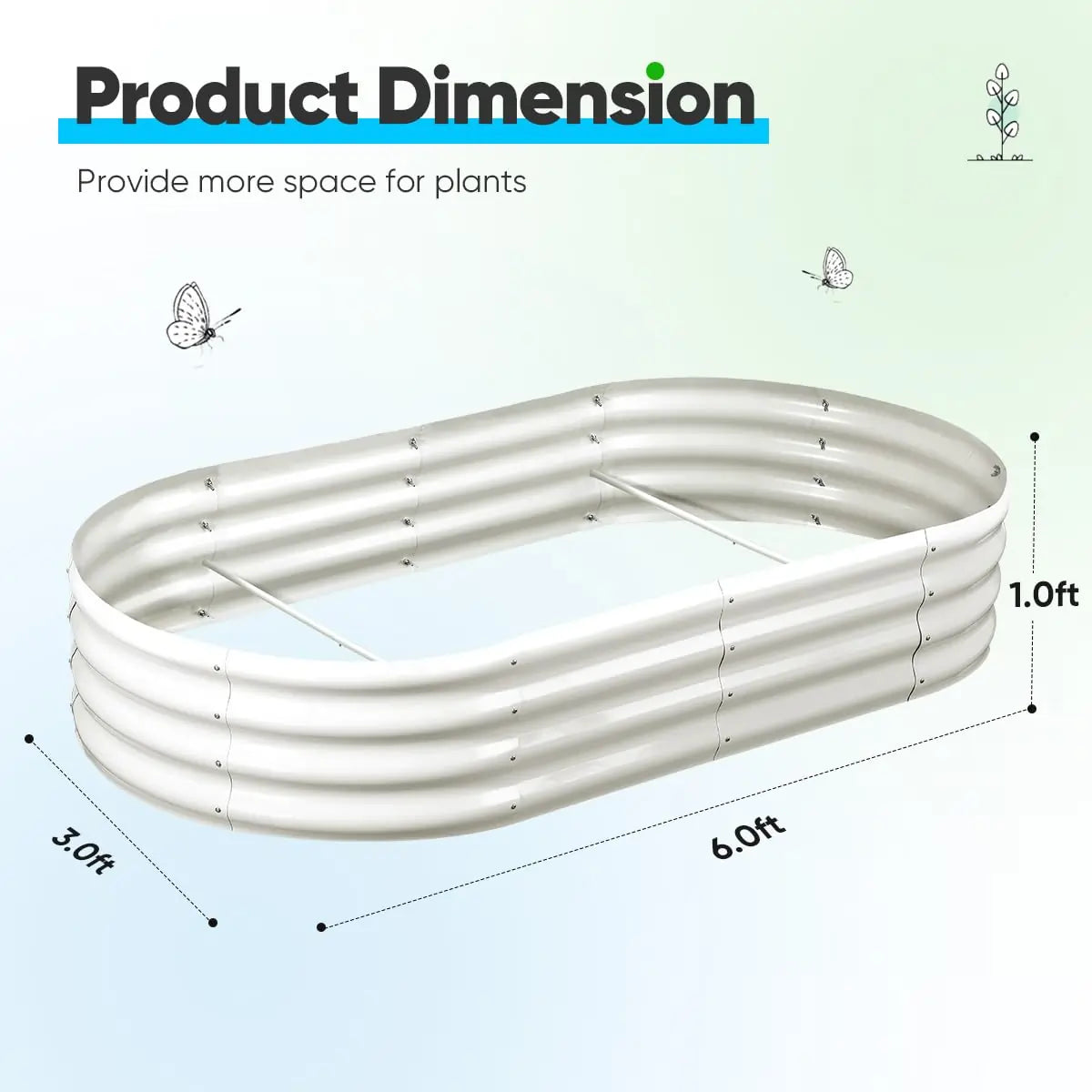 6' x 3' x 1' Oval Galvanized Steel Raised Garden Bed Kit - Beige Color for Outdoor Gardening, Vegetables, Flowers & Herbs - Perfect for Backyard, Patio & Small Space Gardening