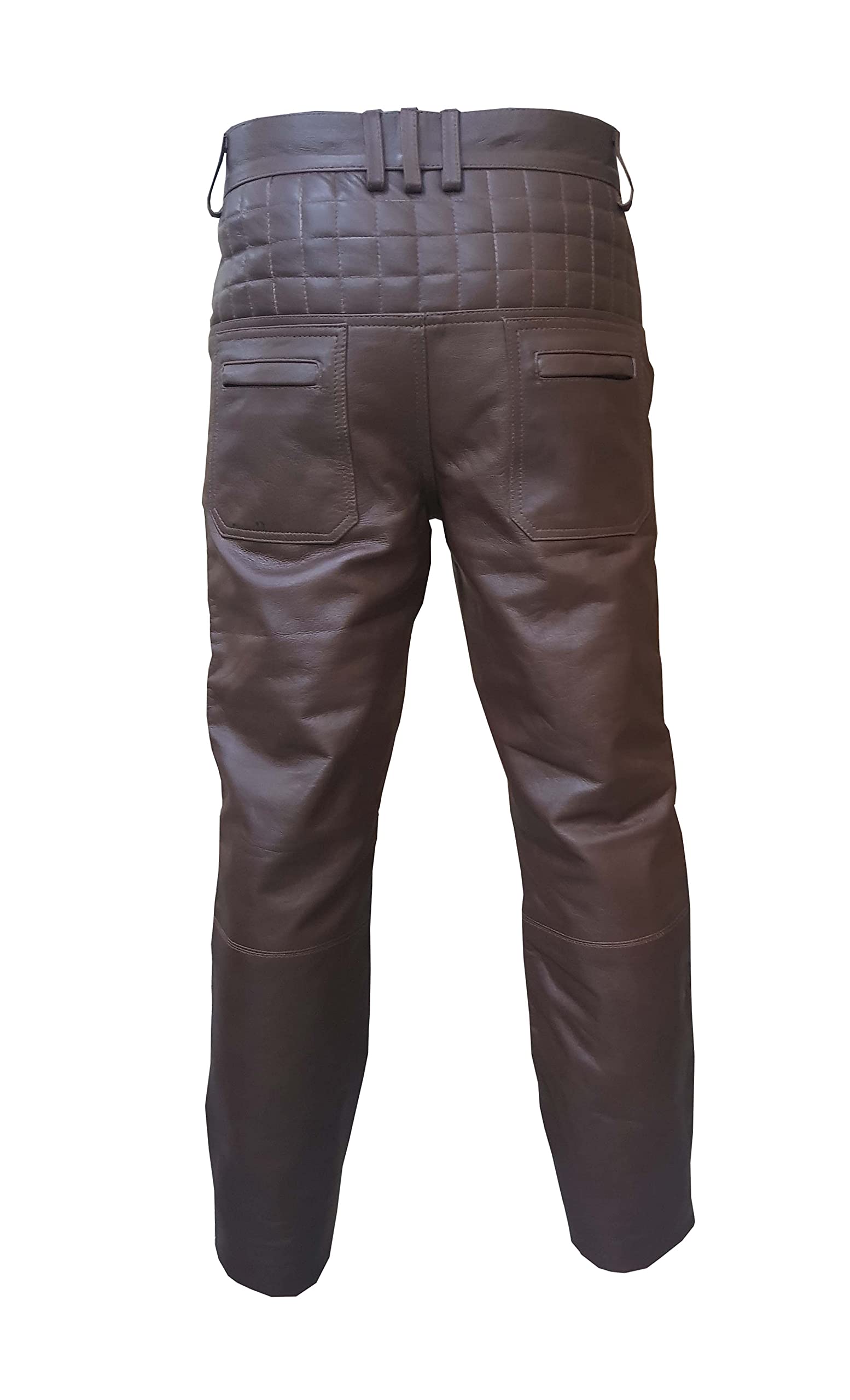 Men's Brown Cow Leather Motorcycle Jeans - Quilted Design Biker Pants for Riding & Casual Wear | Durable & Stylish Riding Trousers for Harley, Cruiser & Street Bikes