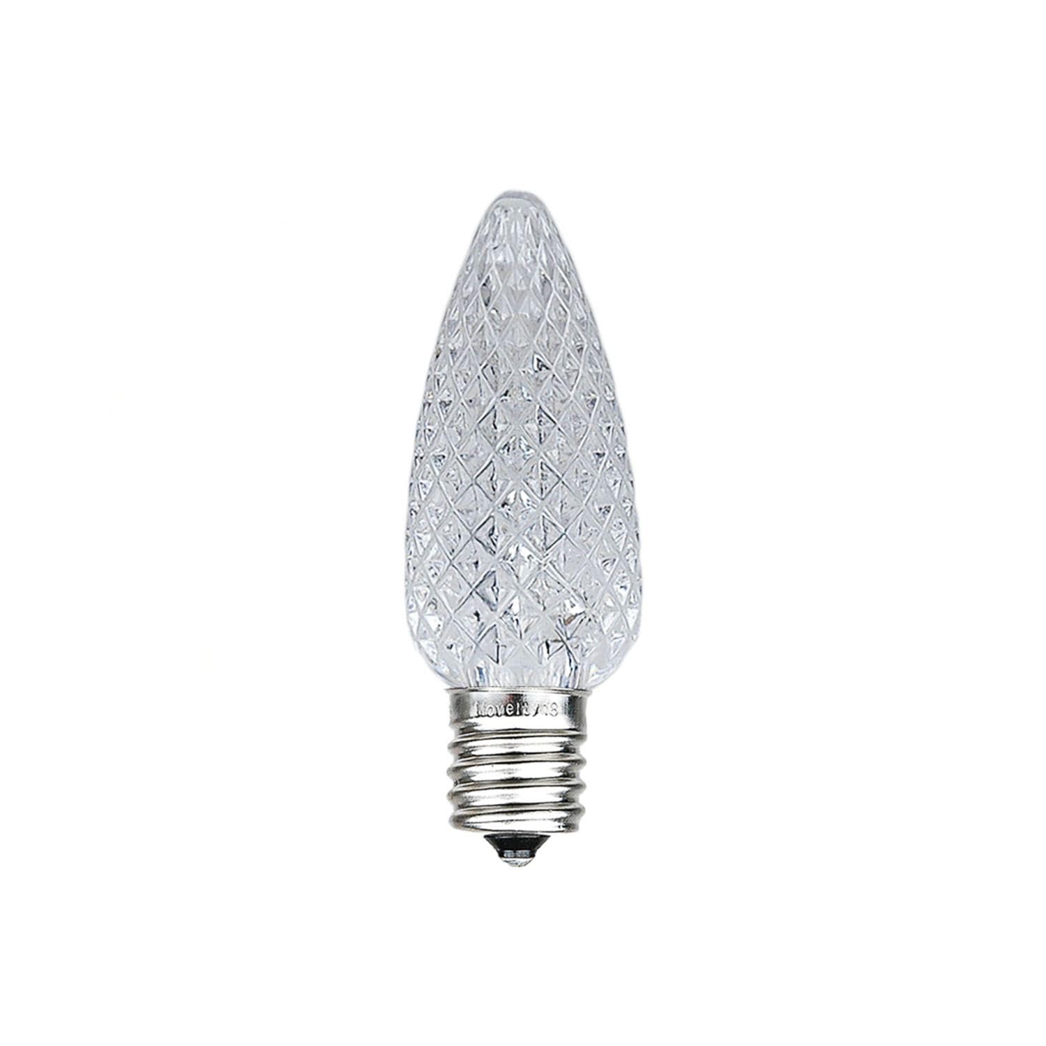 25-Pack C7 LED Faceted Ultra Bright Dimmable Christmas Light Bulbs - Pure White Outdoor String Lights for Holiday Decorations, Tree Lighting & Festive Home Decoration