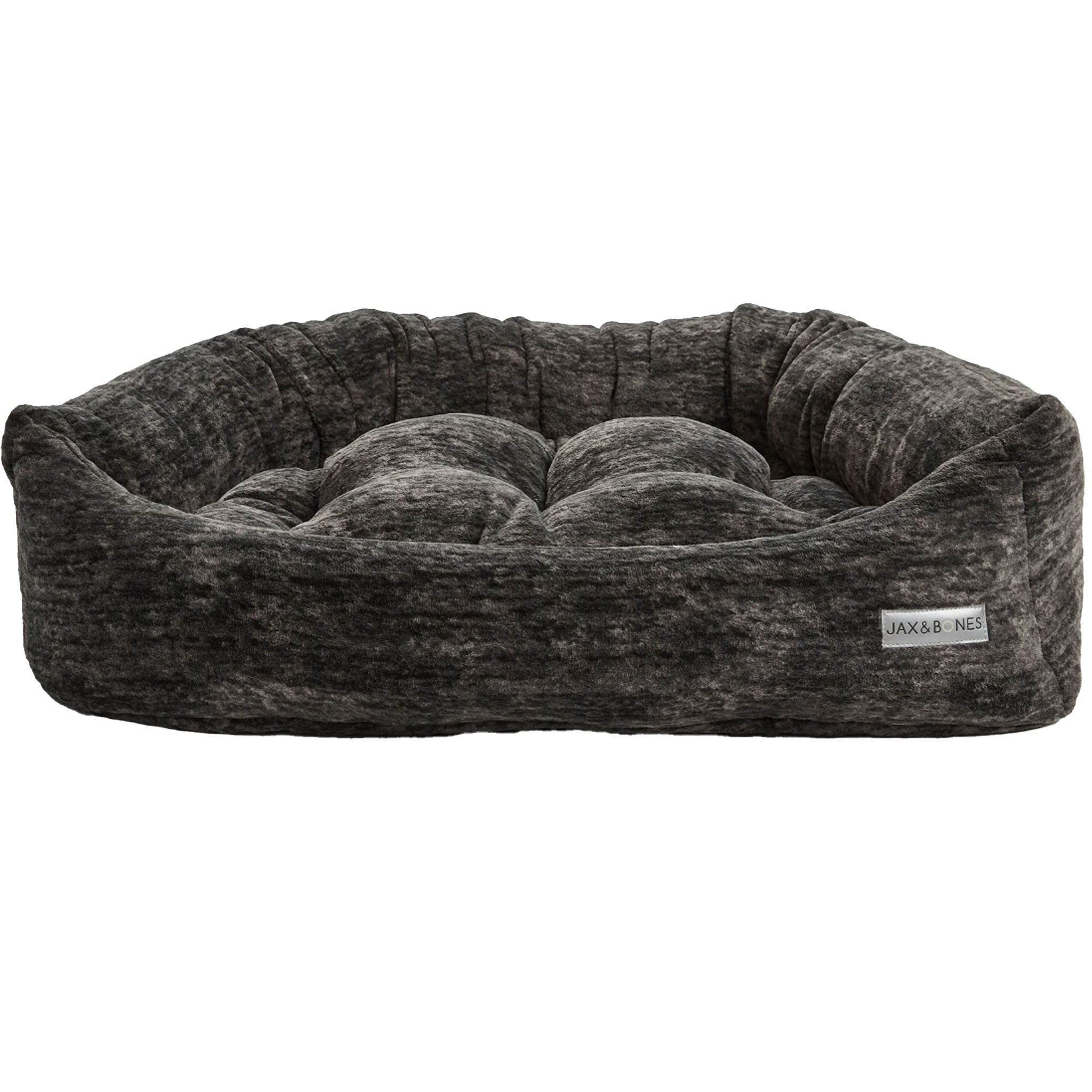 Jax & Bones Napper Bed - Soft Silky Charcoal Fur Dog Bed for Small Medium Large Dogs | Cozy Pet Bed for Crate, Living Room & Bedroom Use