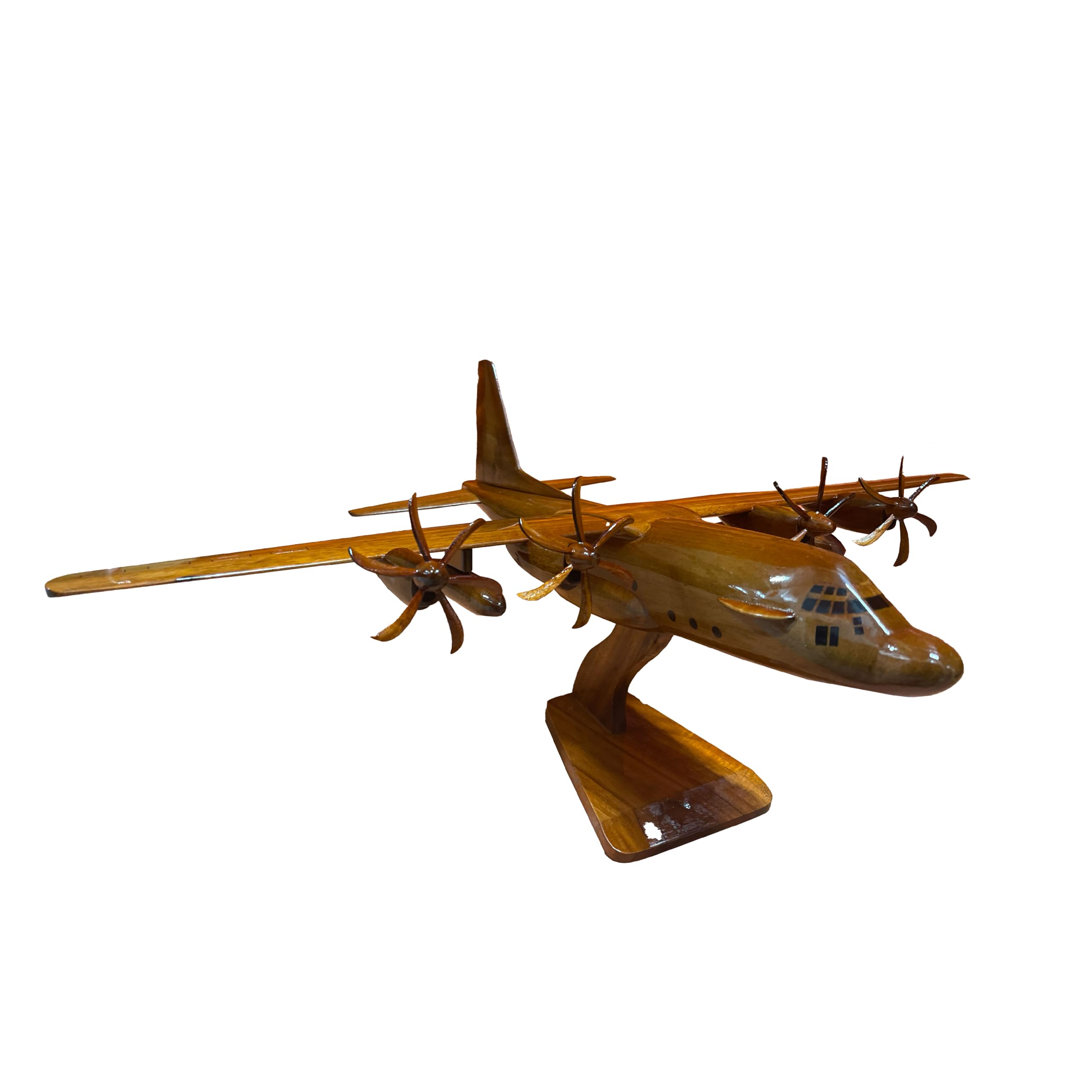 C-130J Hercules Mahogany Wooden Desktop Airplane Model - Perfect Military Aircraft Collectible for Office Decor, Aviation Enthusiast Gifts & Home Display