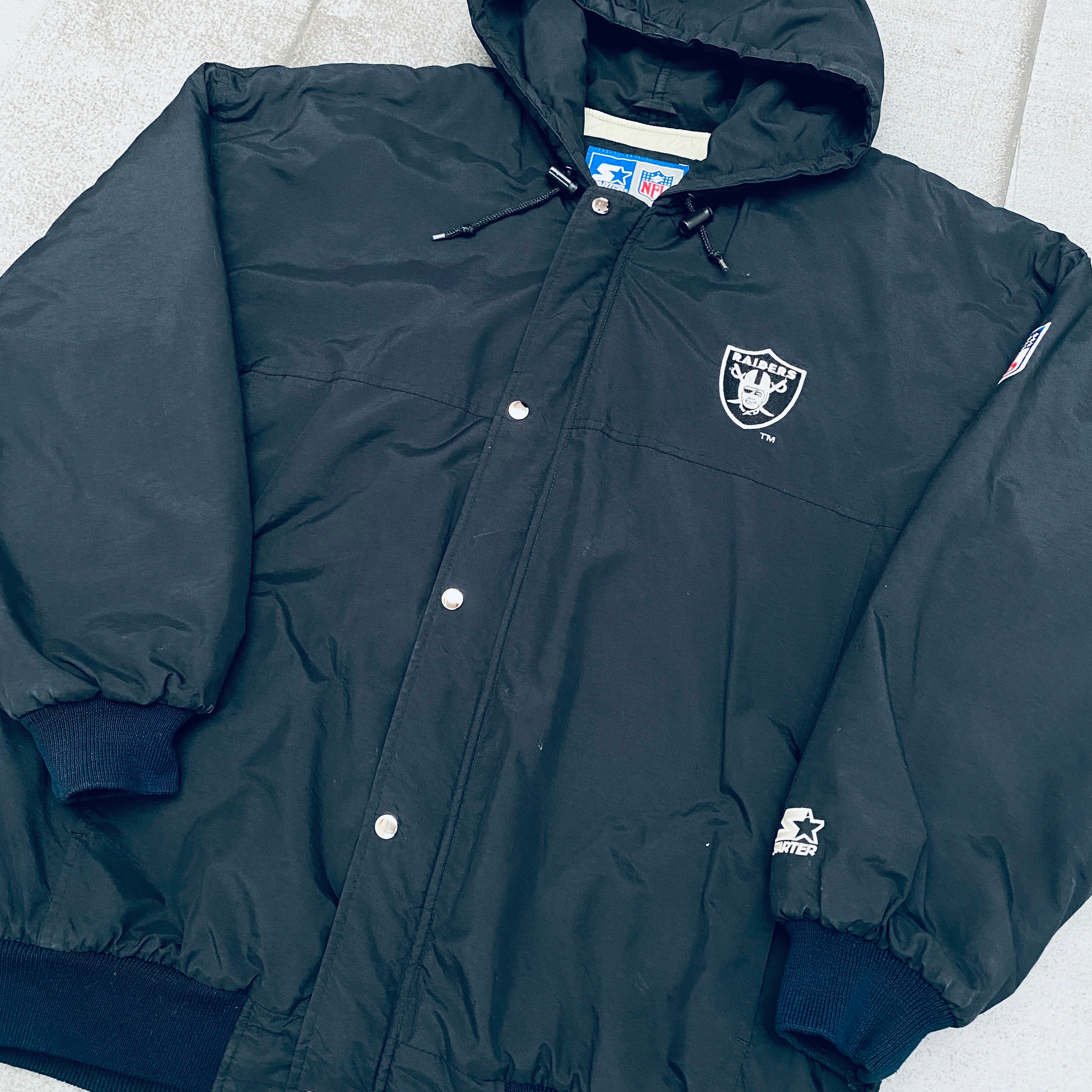 1990s Oakland Raiders Full-Zip Starter Parka Jacket - XL | Vintage NFL Football Outerwear for Men | Game Day, Tailgating & Cold Weather Wear