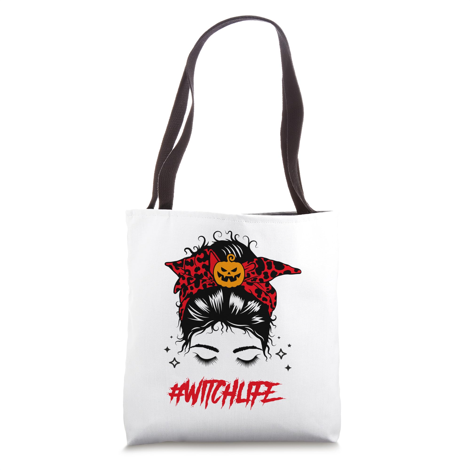 Witch Life Halloween Messy Bun Pumpkin Bandana Tote Bag for Women & Girls - Perfect for Trick-or-Treating, Costume Parties & Fall Festivals