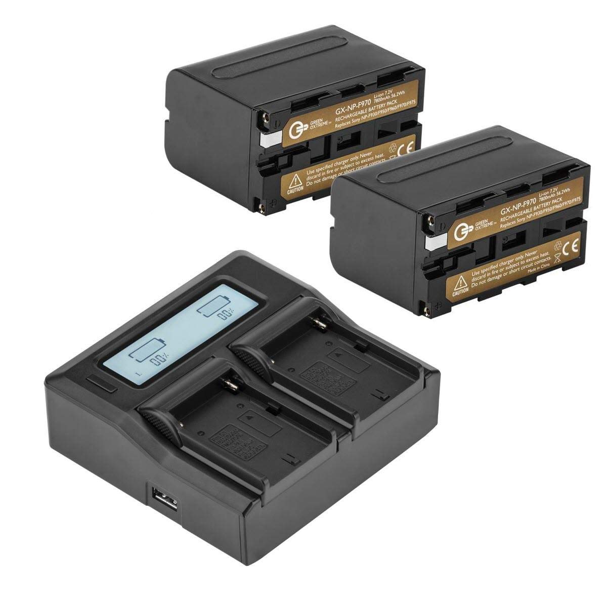 2X NP-F970 7.2V 56.2Wh Li-Ion Camera Batteries with Dual Charger Kit - Compatible with Sony Cameras, Camcorders & DSLRs - Perfect for Travel, Vlogging & Professional Photography
