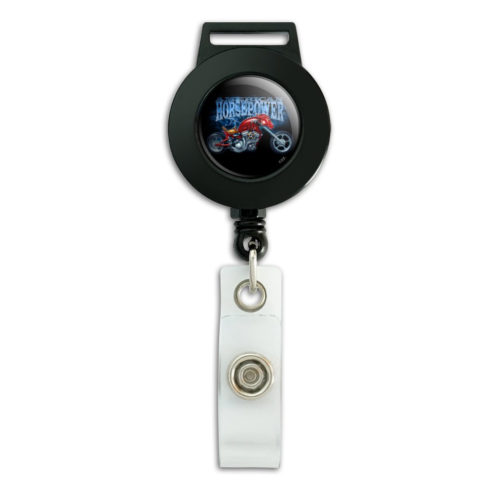 American Horsepower Biker Motorcycle Chopper Retractable Lanyard with ID Badge Holder - Perfect for Motorcycle Enthusiasts, Events & Security Access Control
