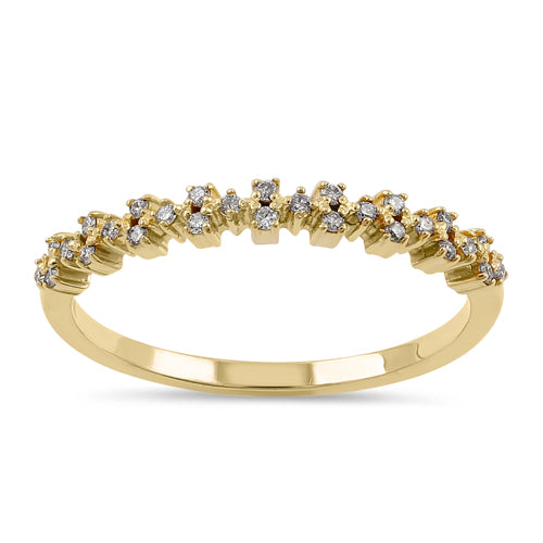 14K Yellow Gold Half Eternity Diamond Ring for Women - Sparkling Wedding Band, Anniversary Gift, Engagement Jewelry - Perfect for Bridal, Romantic Occasions & Special Celebrations