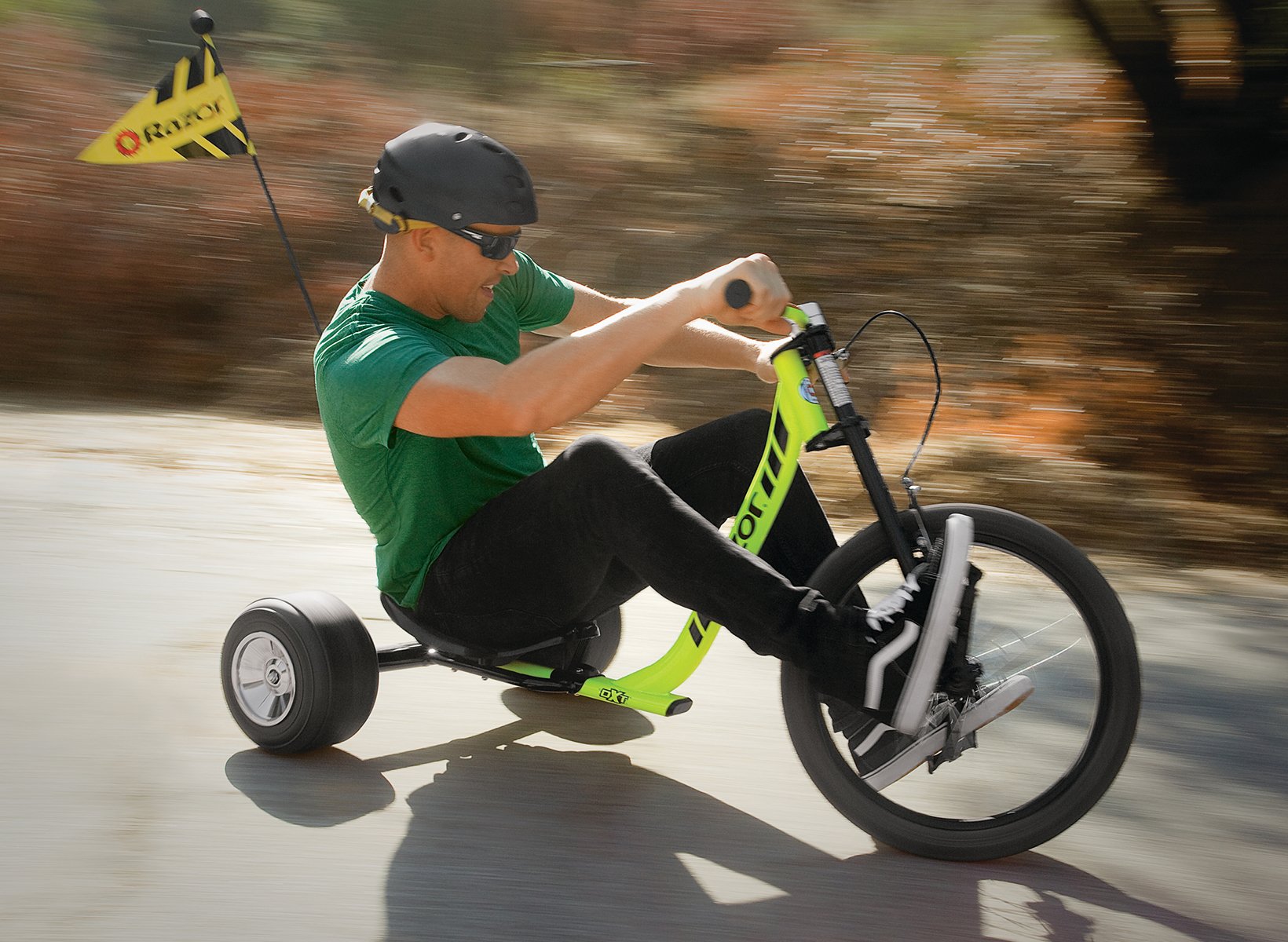 Razor DXT Drift Trike in Yellow - One Size Adult Drifting Tricycle for Outdoor Fun & Backyard Racing