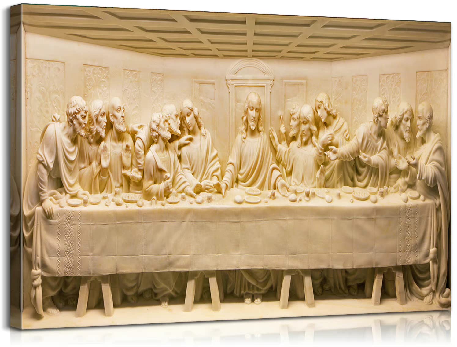 The Last Supper Canvas Wall Art - Jesus Christ Painting by Da Vinci - Christian Religious Wall Decor for Home & Church - Perfect for Dining Room, Kitchen, Living Room & Office Decor (28''H x 40''W)