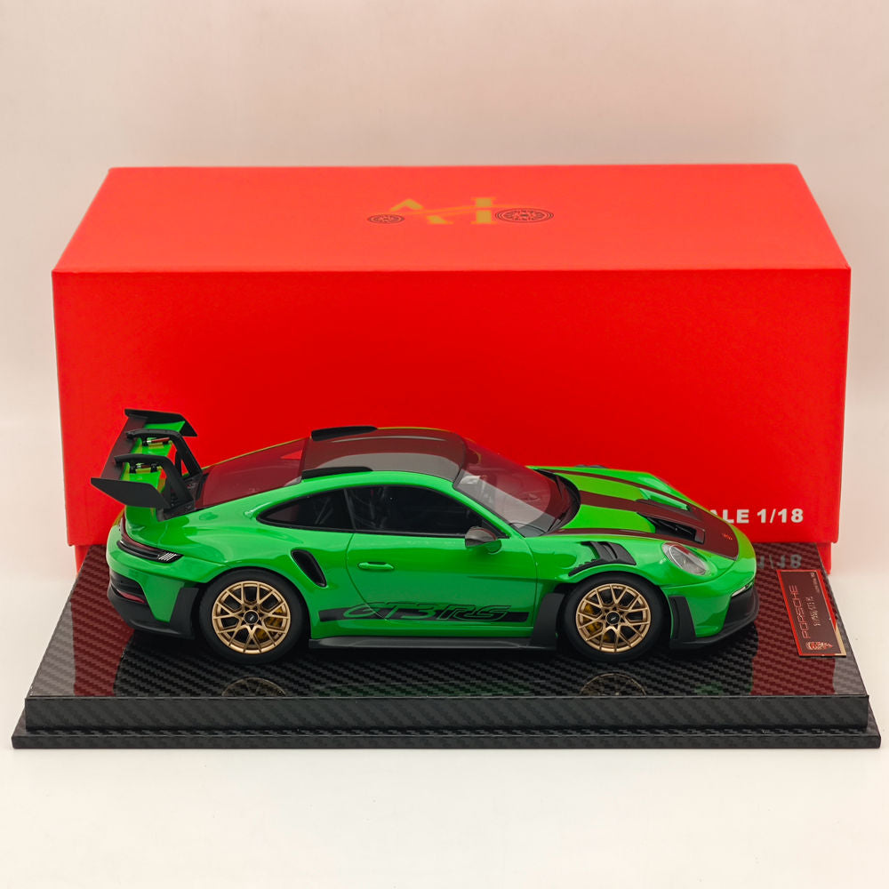 1/18 Scale Porsche 992 GT3 RS Green Resin Die-Cast Model Car - High Quality Collectible Sports Car for Display, Gift, and Racing Enthusiasts