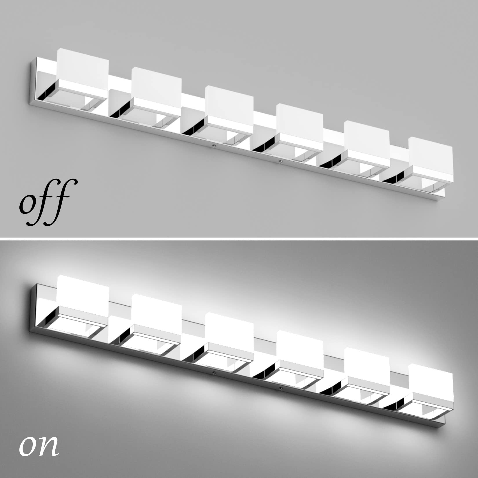 Tipace 6-Light Dimmable LED Vanity Mirror Light Fixture - Modern Chrome Bathroom Wall Sconce with 6000K White Light for Makeup, Shaving & Grooming