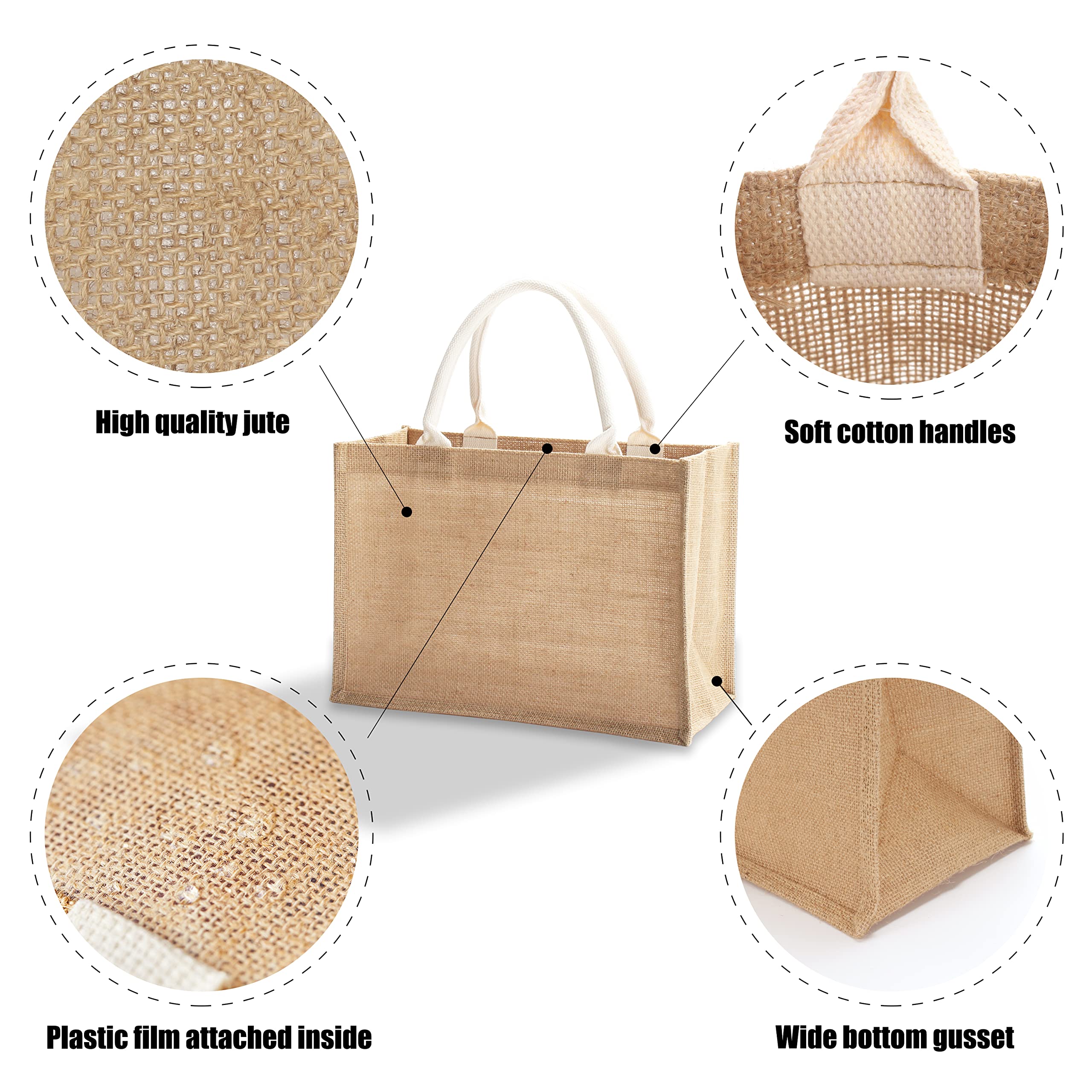 Eco-Friendly Jute Tote Bags with Handles - 14.5