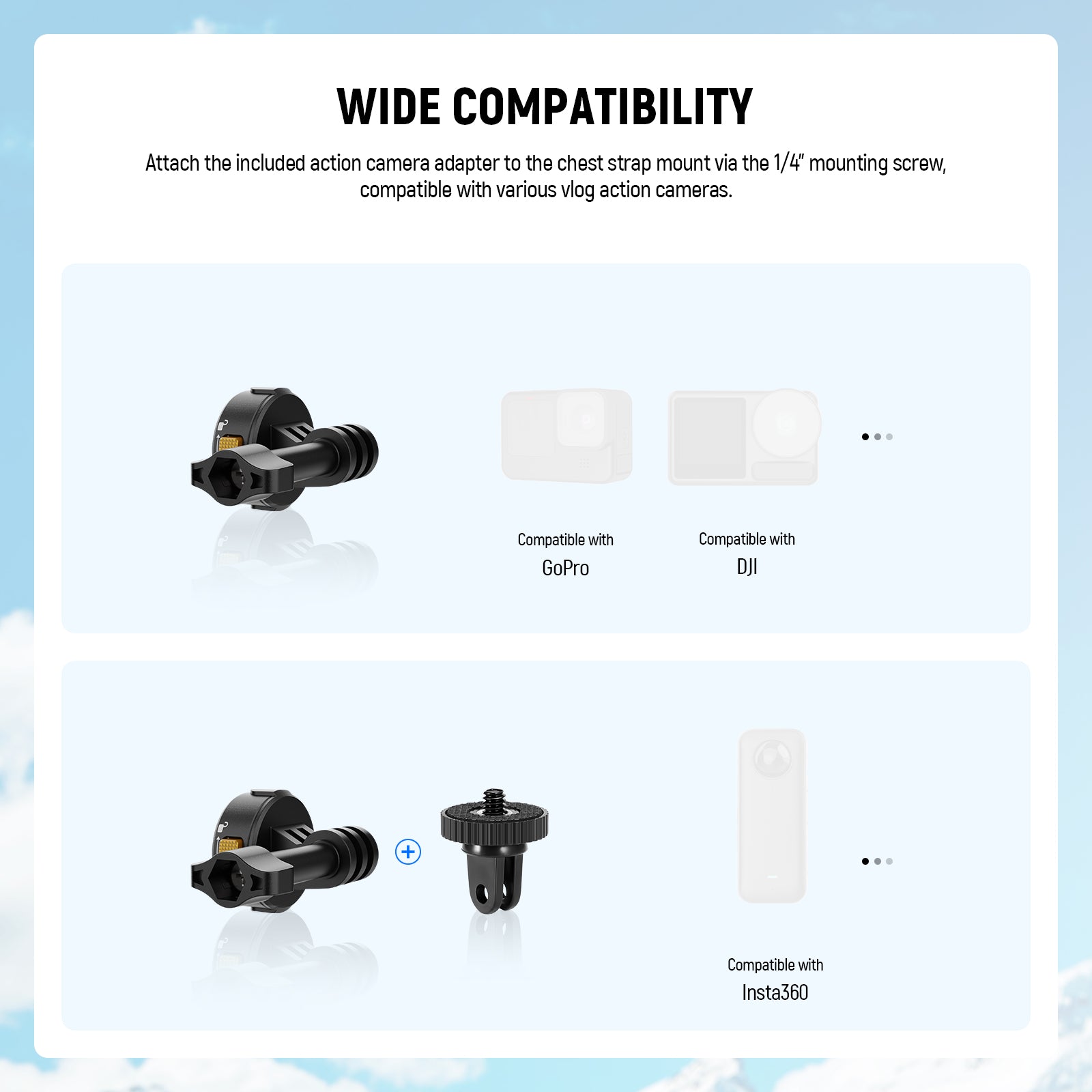 NEEWER GP25 Chest Mount Harness - Adjustable Action Camera Strap for GoPro, DJI, Sony - Perfect for Hiking, Cycling, Skiing & Outdoor Adventures