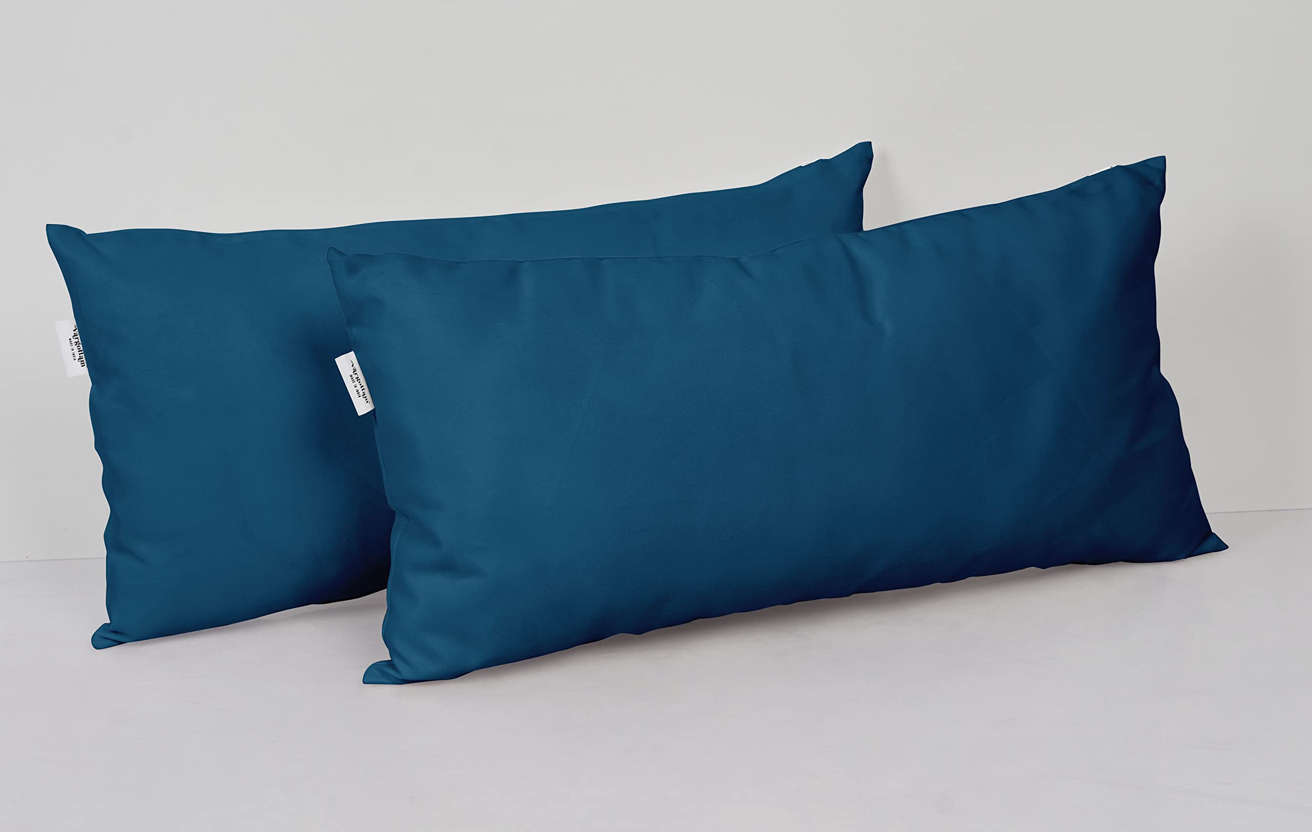 Waterproof All-Weather Polyester Lumbar Pillow Set of 2 - Navy Blue Indoor/Outdoor Decorative Throw Pillows for Patio Furniture, Sofa & Bed - Perfect for Living Room, Garden and Poolside Relaxation