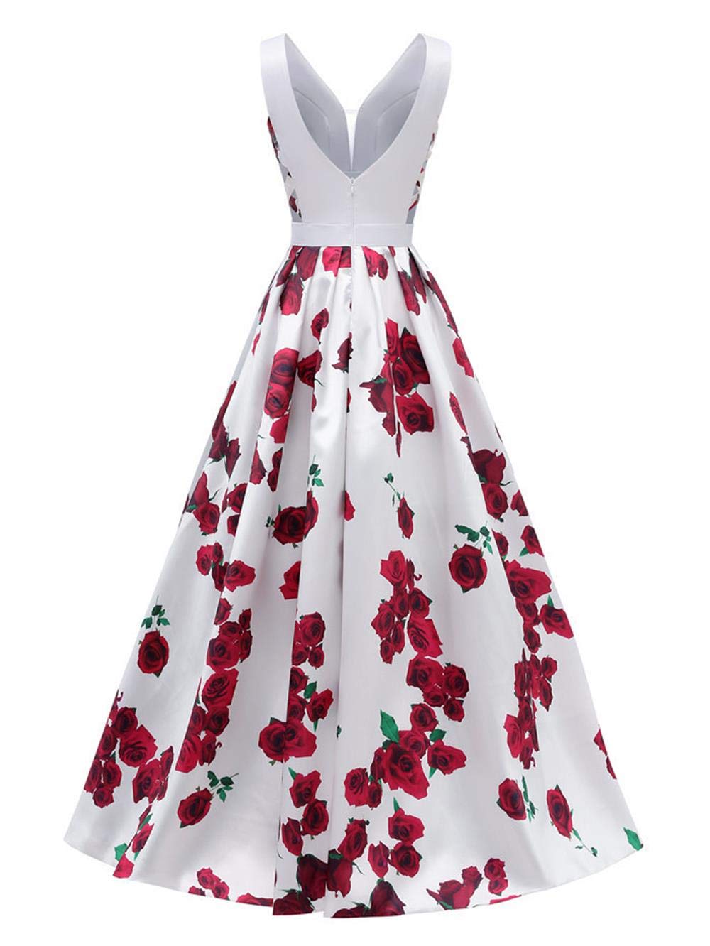 Elegant Chugu Women's Evening Prom Dress - Long Gown with Pockets & Floral Print (Style C84) for Formal Dances, Galas & Special Occasions