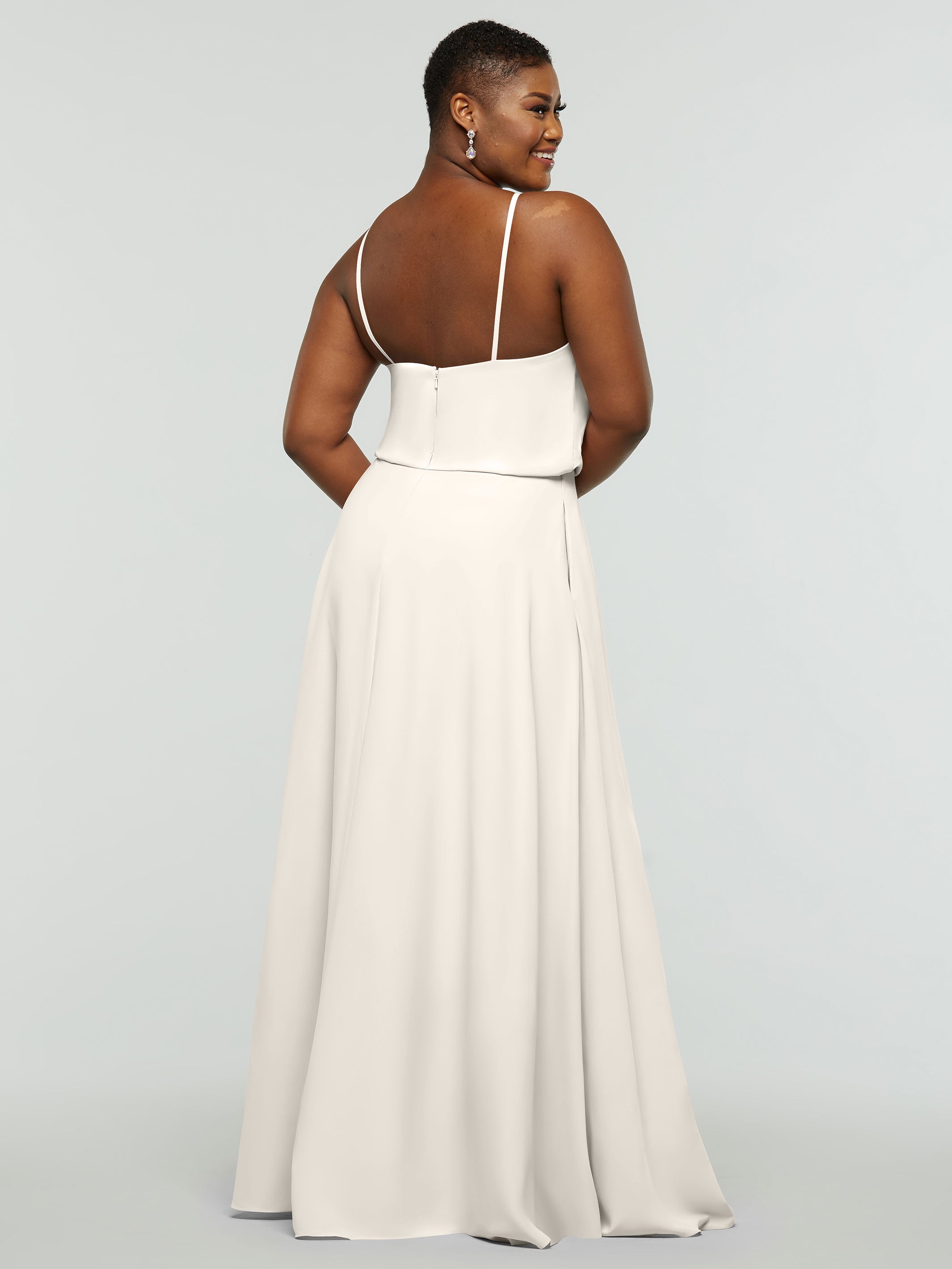 Elegant 83015 Stretch Chiffon A-Line Bridesmaid Dress with Halter Neckline - Perfect for Weddings, Formal Events & Special Occasions