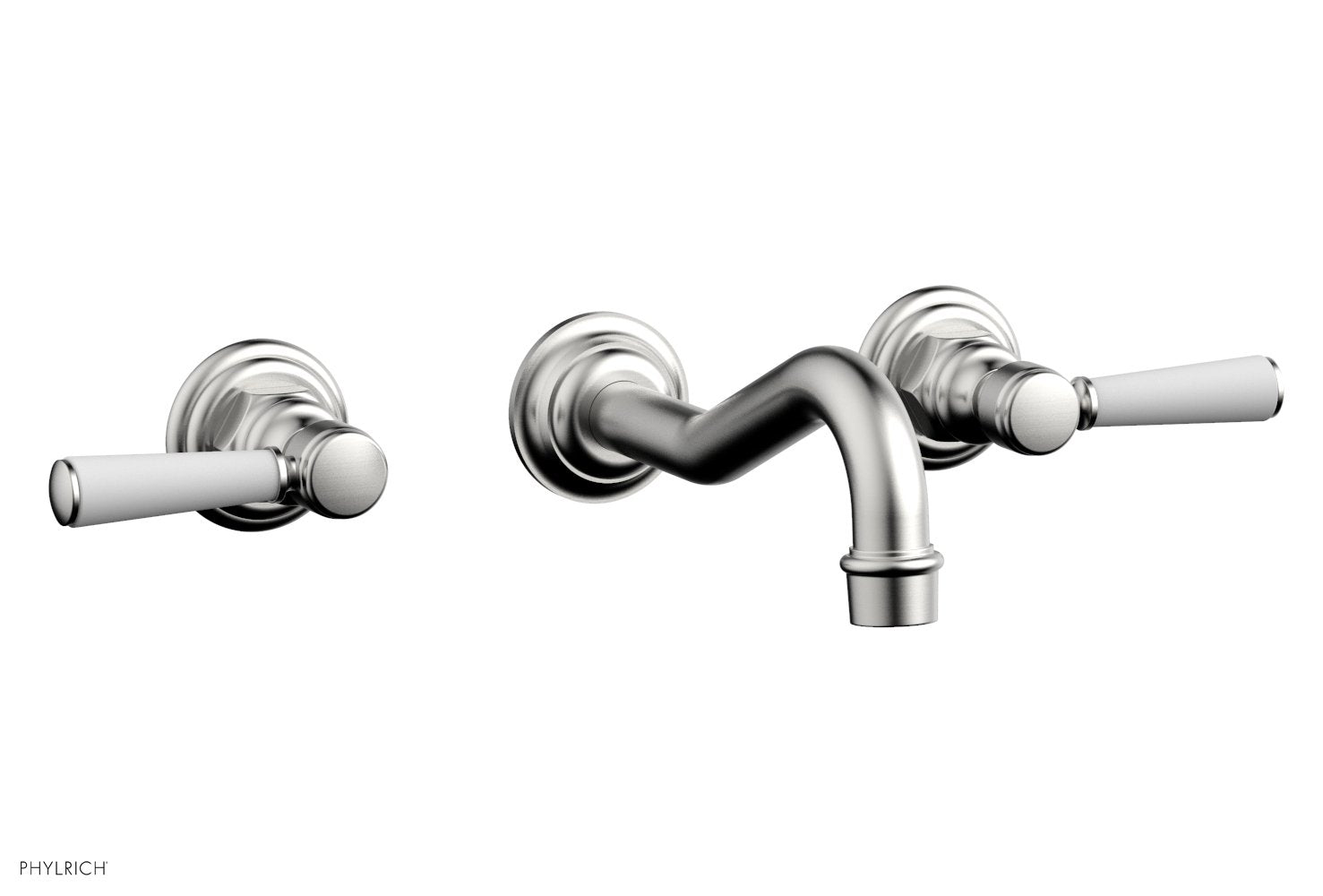 HENRI Wall Lavatory Set - Satin White Lever Handles 161 12 | Modern Bathroom Faucet for Sink | Perfect for Home, Hotel & Commercial Use