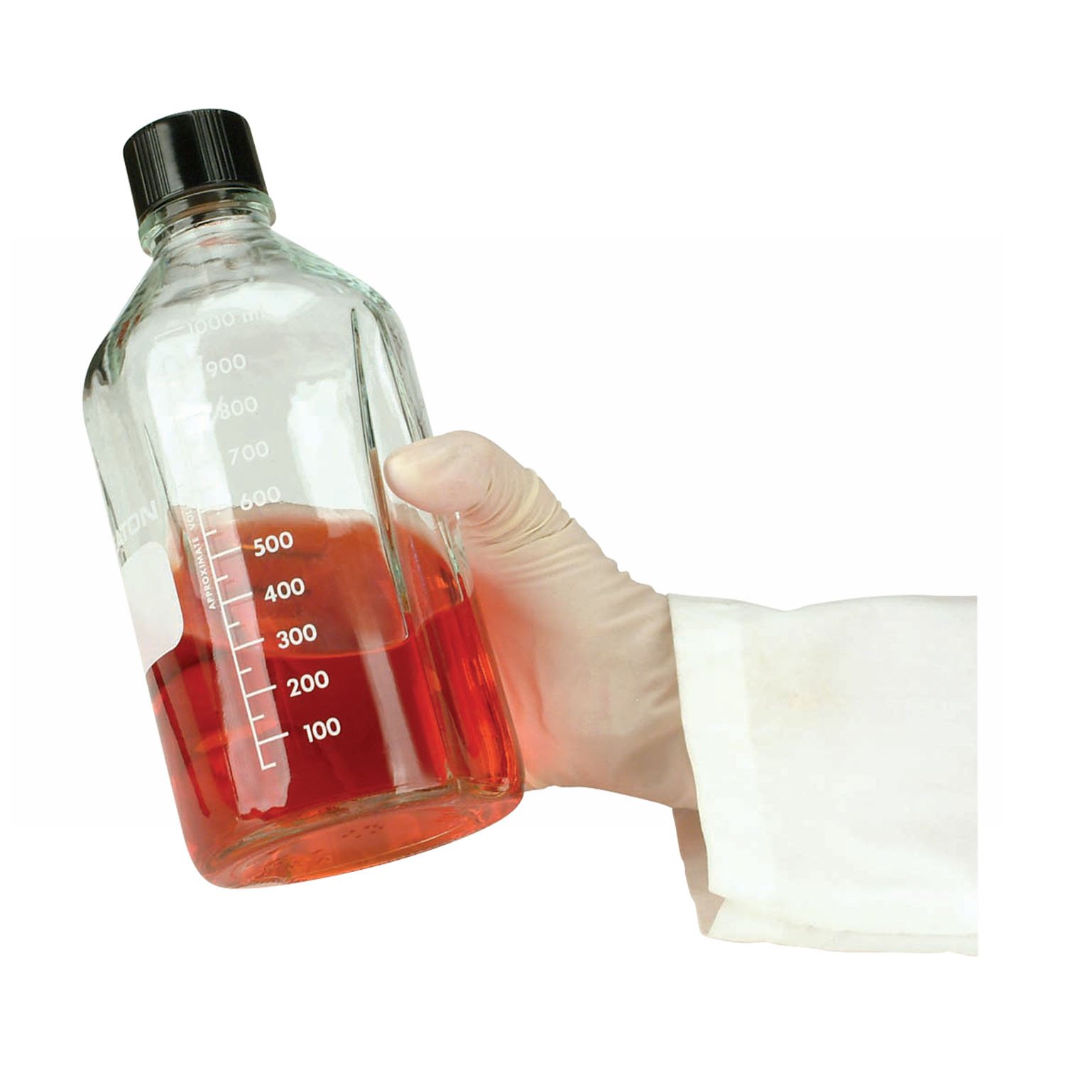 Wheaton W219500 Clear 1000mL Borosilicate Glass Media Bottle with 38-430 Black Phenolic Cap - Case of 12 - Ideal for Laboratory, Chemical Storage & Scientific Experiments