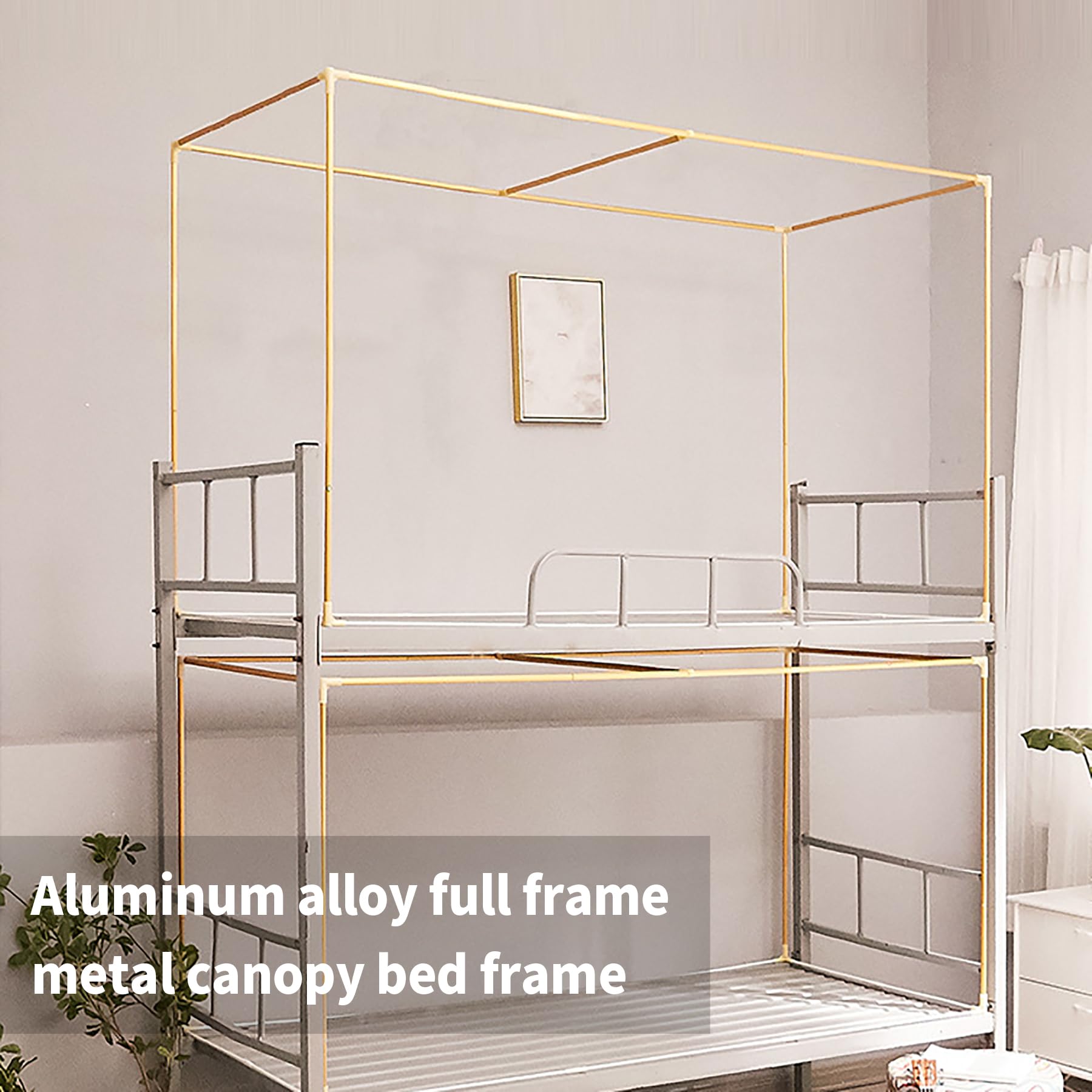 **ATKITS Canopy Bed Curtains & Bunk Bed Tent - Twin Top Bunk Bed Cover with Frame Post Poles, Starry Pink Design for Dorm Rooms & Kids' Bedrooms | Perfect for Student Dorm Decor, Privacy & Cozy Sleeping Space**