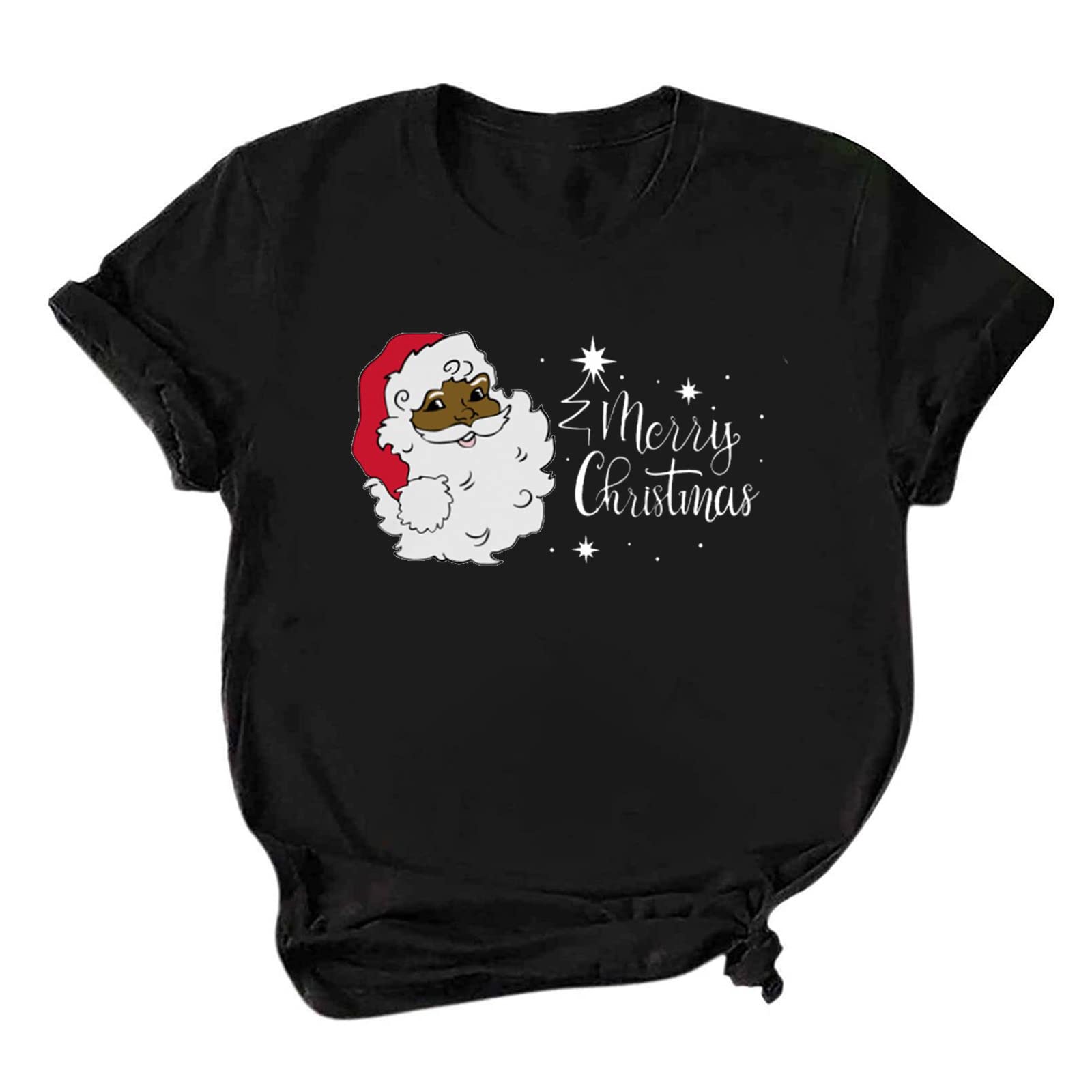 Women's Casual Christmas Short Sleeve Round Neck Holiday T-Shirt #259 - Perfect for Holiday Parties, Family Gatherings & Festive Celebrations