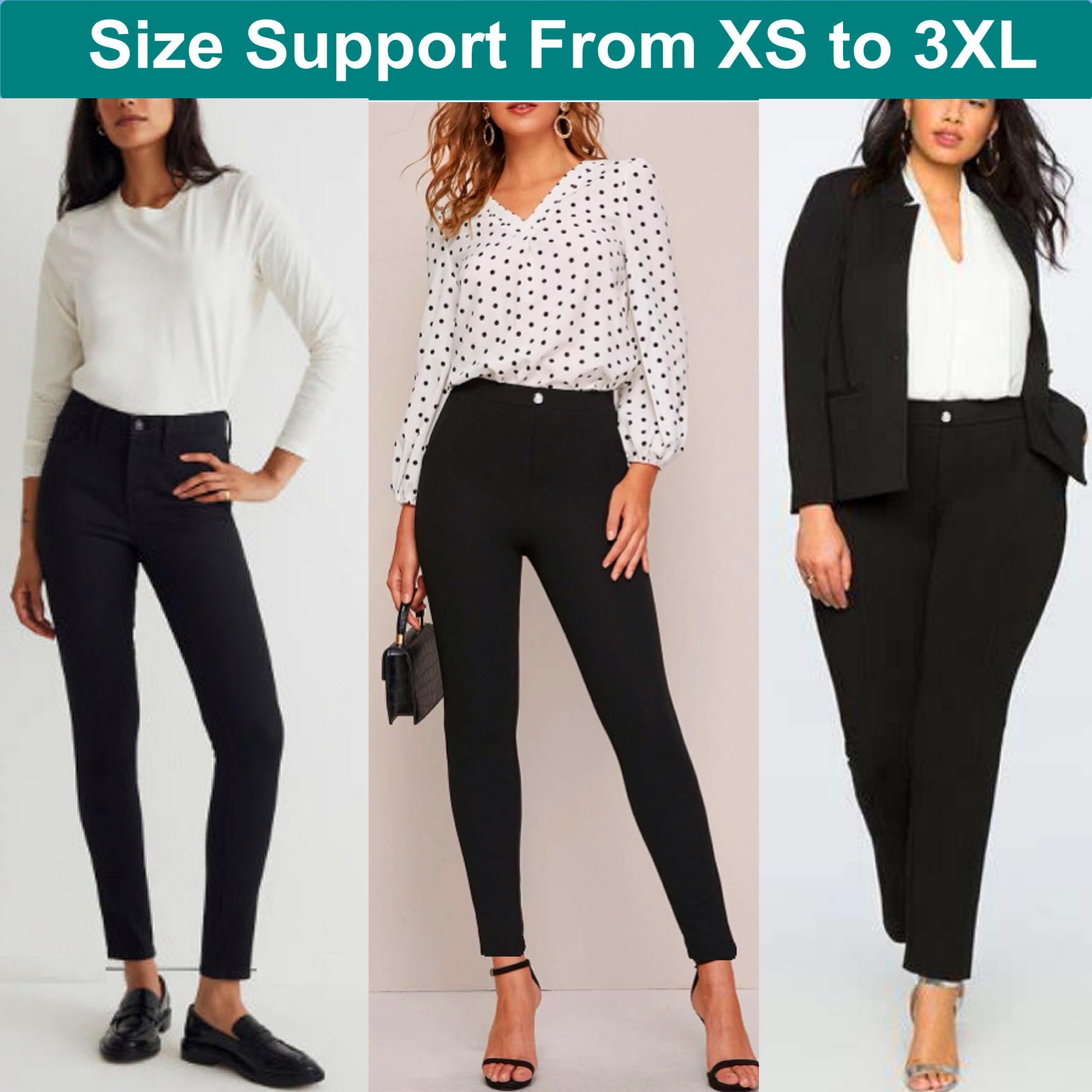 AIDAYOU Women's Stretch Office Dress Pants - Black Business Casual Slim Fit Wrinkle-Free Work Pants for Professional & Everyday Wear - Perfect for Office, Meetings, and Smart Casual Outfits