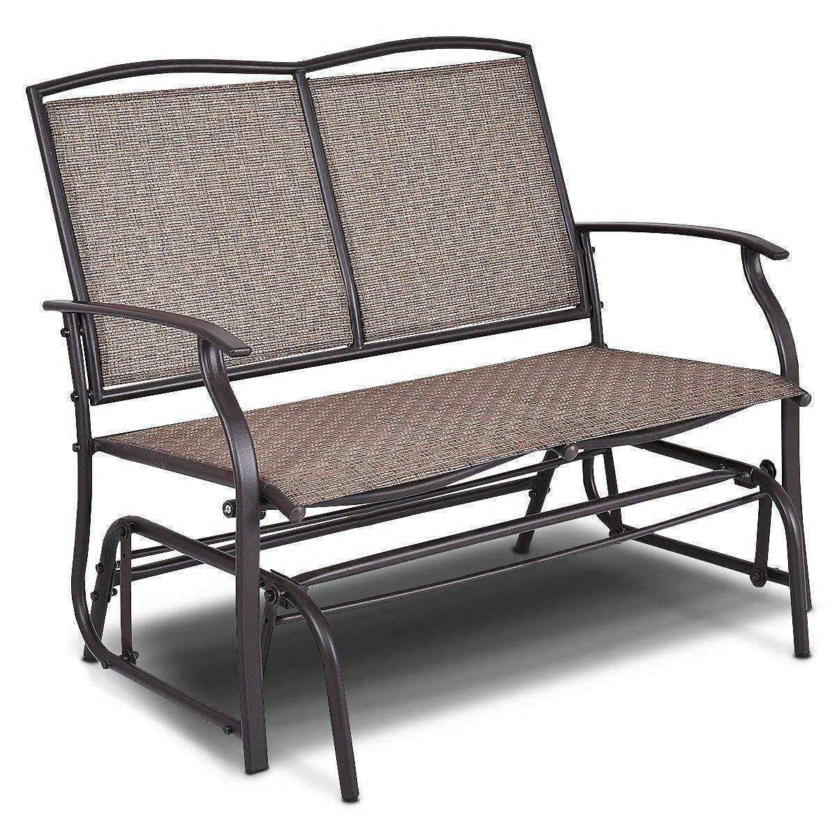 **2-Person Patio Glider Bench - Outdoor Rocking Loveseat Chair with Armrests for Backyard, Garden & Camping - Comfortable Double Seater for Relaxing**
