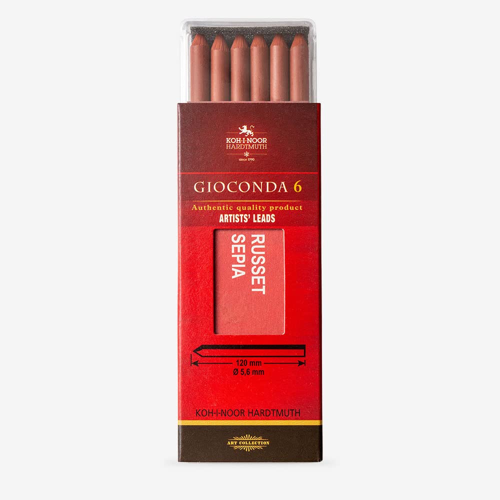 Russet Sepia Chalk Leads for Clutch Pencils - 6 Pack | Premium Art & Drafting Supplies for Sketching, Shading & Professional Drawing | Perfect for Artists, Architects & Designers
