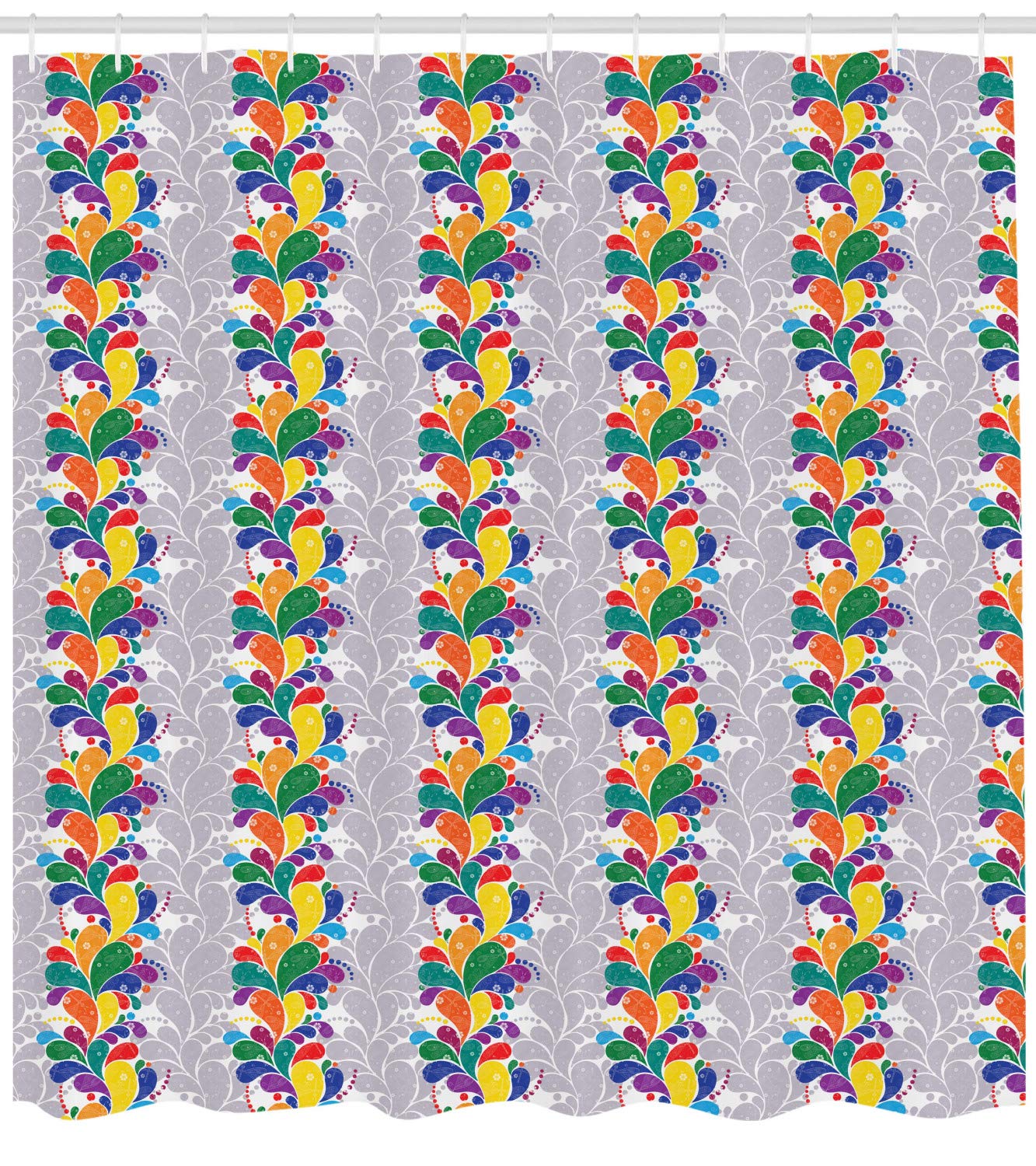 Ambesonne Colorful Shower Curtain - Modern Rainbow Paisley Pattern Abstract Design, 69x75 Inch Fabric Bathroom Decor with Hooks, Waterproof & Durable (Purple/Blue Multicolor) - Perfect for Kids Rooms, Guest Bathrooms & Bohemian Style Decor