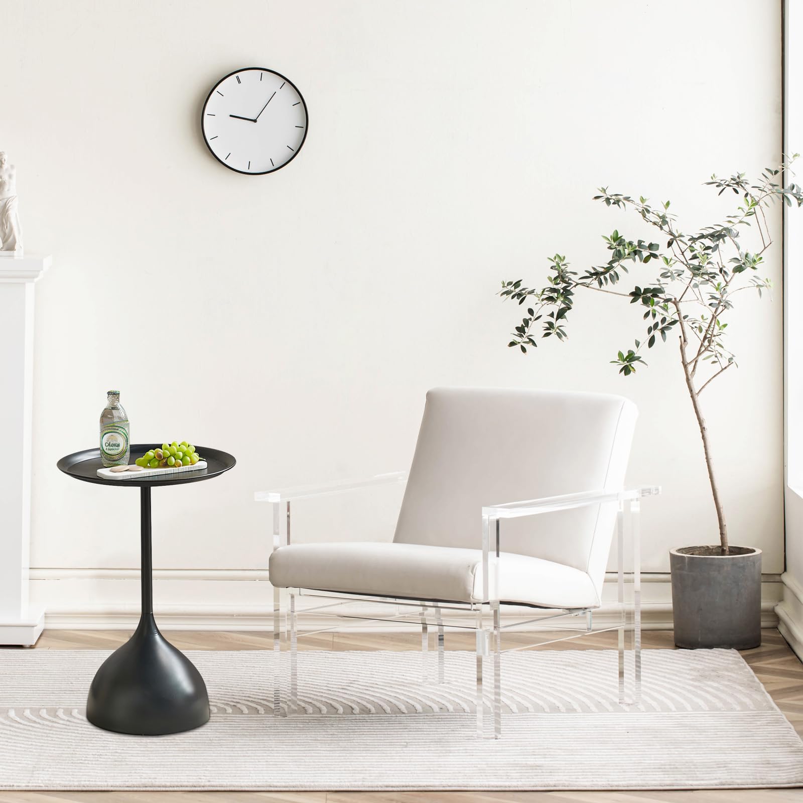 2-Piece Round Side Table Set with Screw Connections - Compact End Tables for Small Spaces, Perfect for Living Room, Bedroom, Office, Cafe & Outdoor Use - Black Modern Accent Furniture