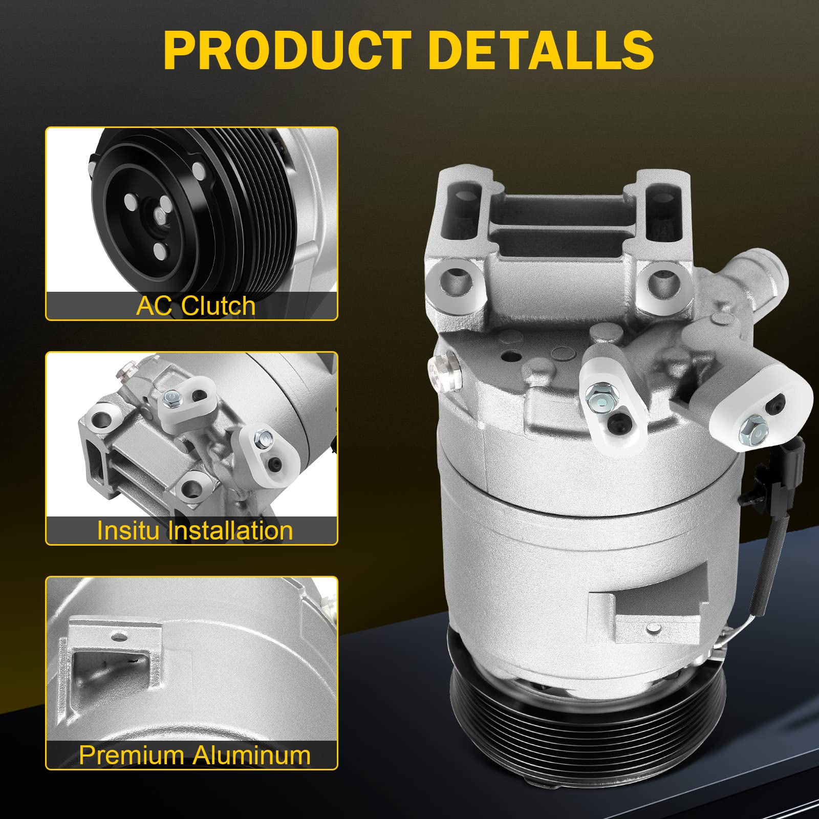 AC Compressor with Clutch Compatible for Nissan Maxima 2009-2014 & Nissan Quest 2011-2015 - CO 11319C - Perfect for AC System Repair & Replacement