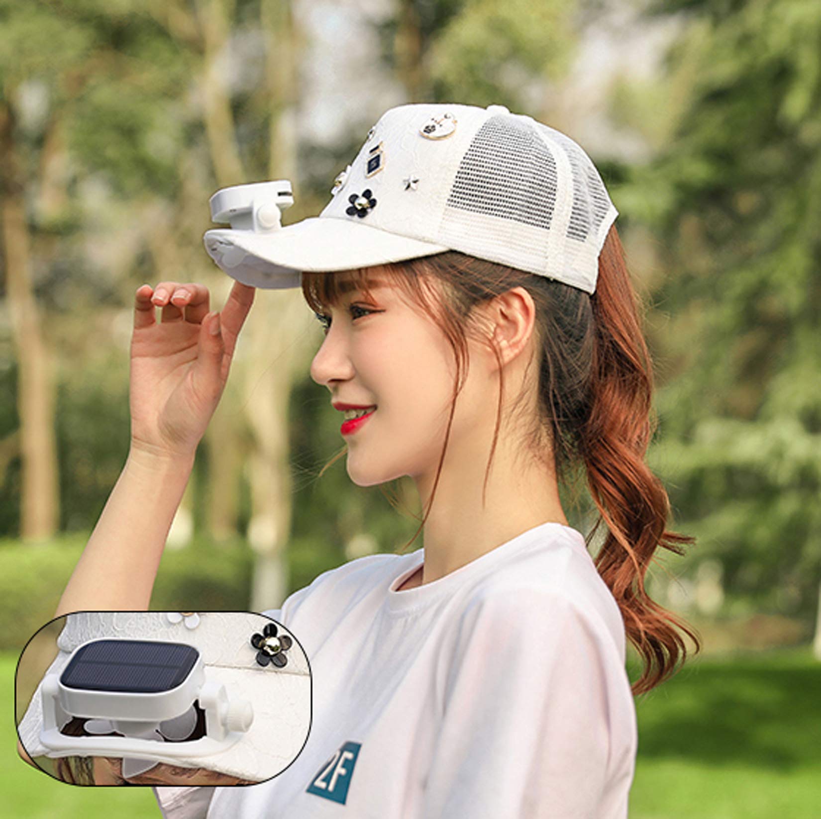 Women's Solar-Powered Cooling Baseball Cap with Wide Brim - UV Protection Summer Sun Hat for Outdoor Activities, Hiking, Gardening & Beach