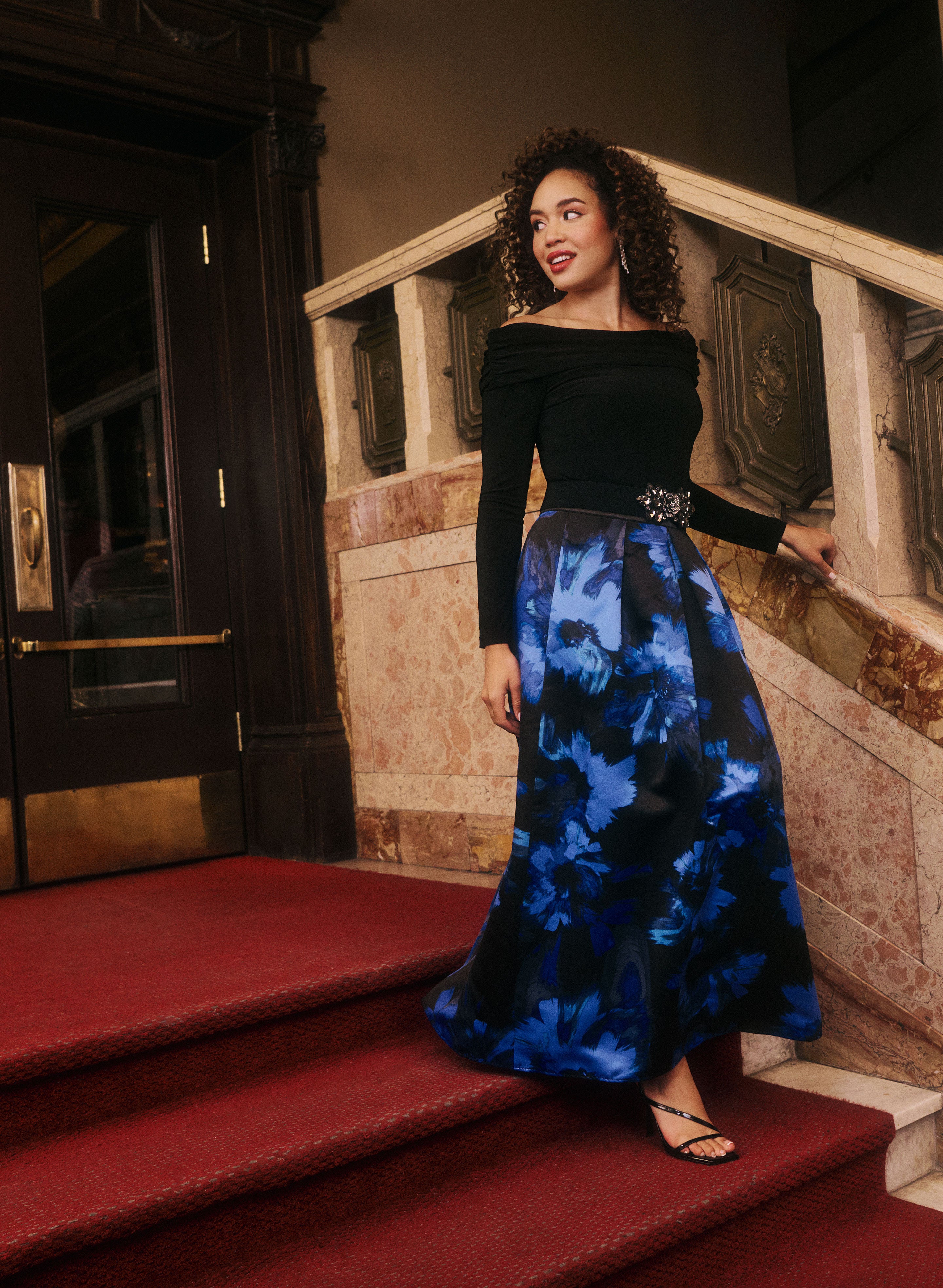 Floral Box Pleat Maxi Skirt for Women - Elegant A-Line Long Skirt with Flowy Design - Perfect for Summer, Beach, Weddings & Boho Outfits