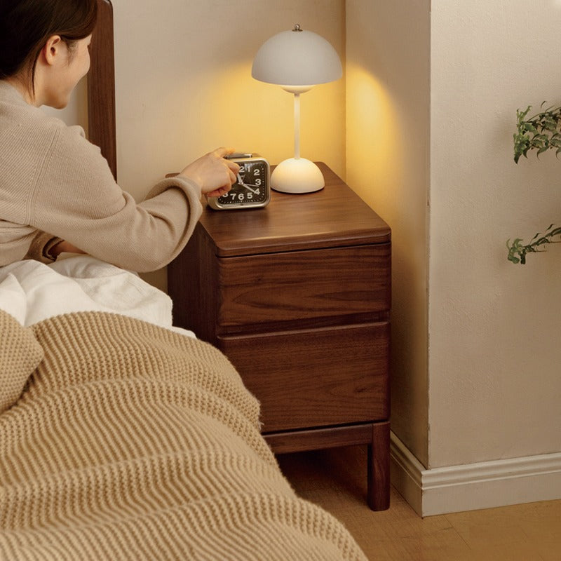 Premium Black Walnut & Ash Solid Wood Nightstand - Stylish Bedside Storage Table for Bedroom, Living Room, or Office