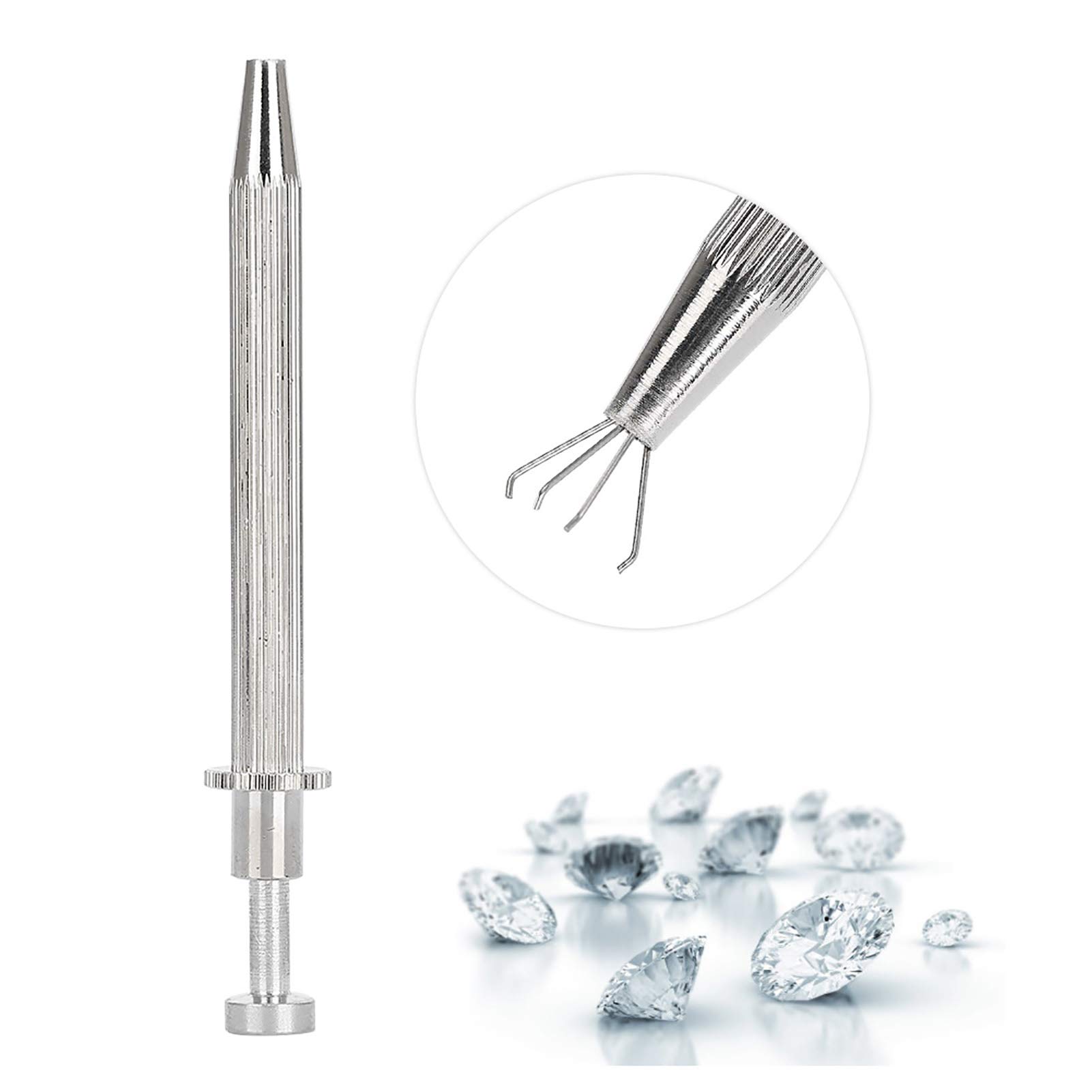 POCREATION 4-Claw Jewelry Pick Up Tool - Piercing Ball Holder, Prong Tweezers Catcher Grabber for Tiny Objects - Perfect for Jewelry Making, Piercing, and Home Office Organization