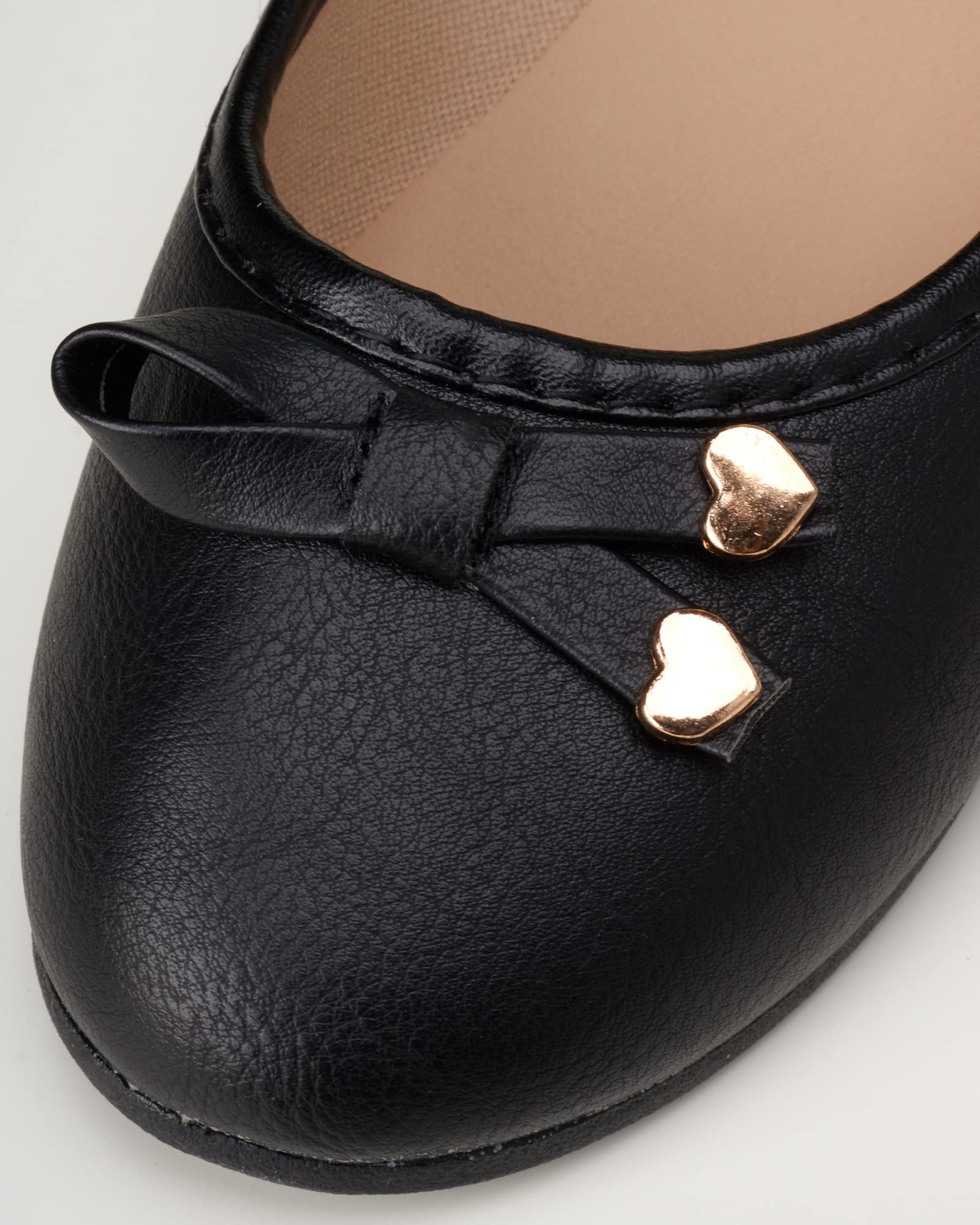 Classic Leatherette Ballet Flats with Sparkling Glitter Bow - Comfortable Toddler & Girl Shoes for School, Parties & Special Occasions