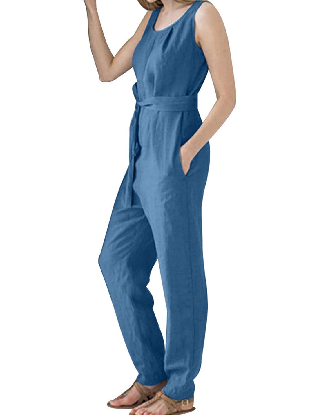 PAODIKUAI Women's Casual Cotton Overalls Jumpsuit - Baggy Wide Leg Romper Pants for Women - Comfortable Loose Fit Denim Overalls for Work, Outfits, Streetwear Fashion