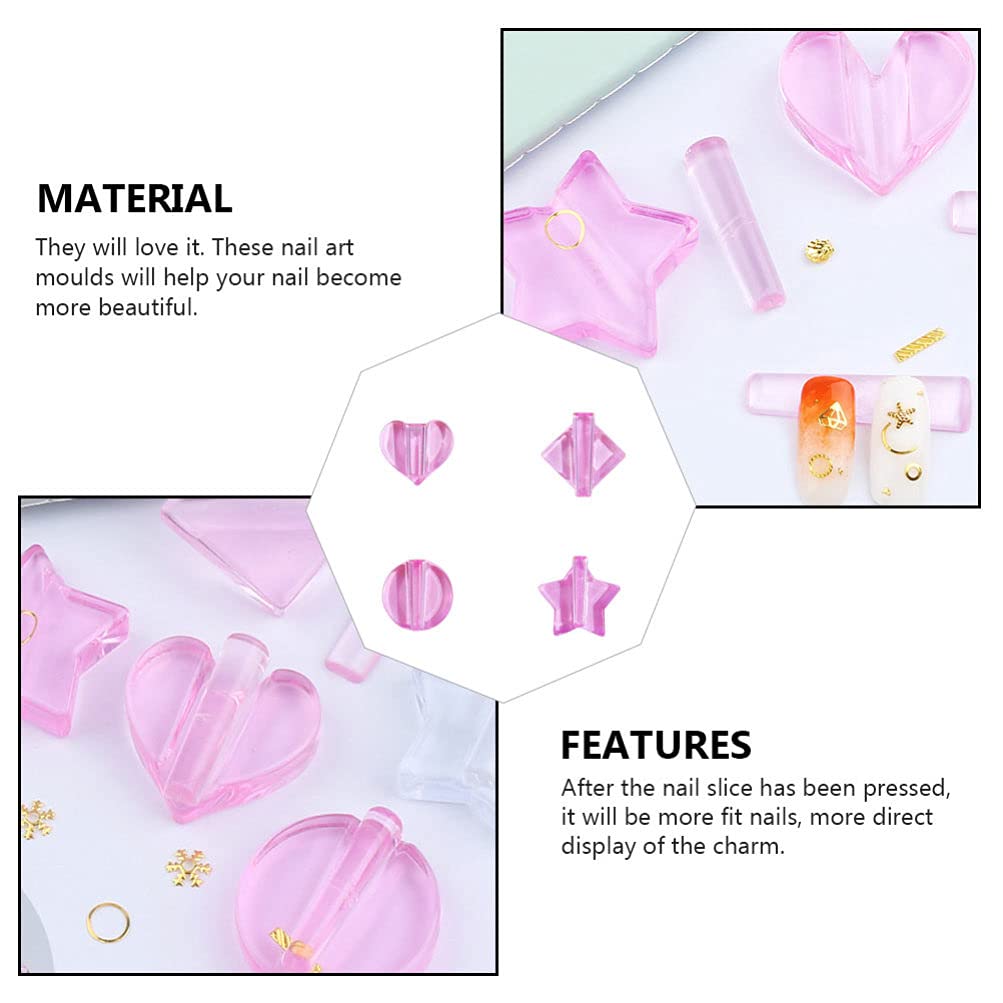 FOMIYES 4Pcs Nail Embossed Molds Set - Heart & Round Metal Frame DIY Manicure Tools for Nail Art, Stencils, and Professional Designs | Perfect for Home Salons, DIY Nail Artists, and Beauty Enthusiasts