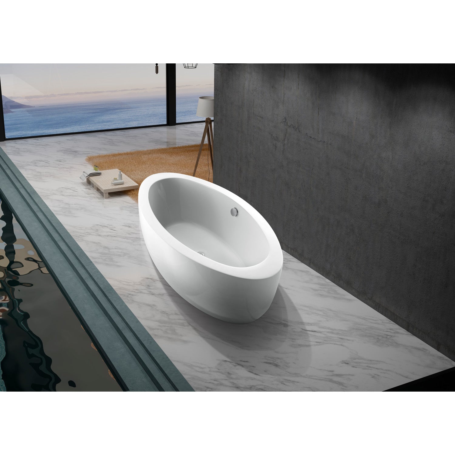 Aqua Eden 72 Inch Acrylic Oval Freestanding Bathtub - Double Ended Soaking Tub with Drain, Glossy White Finish | Perfect for Luxury Bathrooms & Spa Retreats