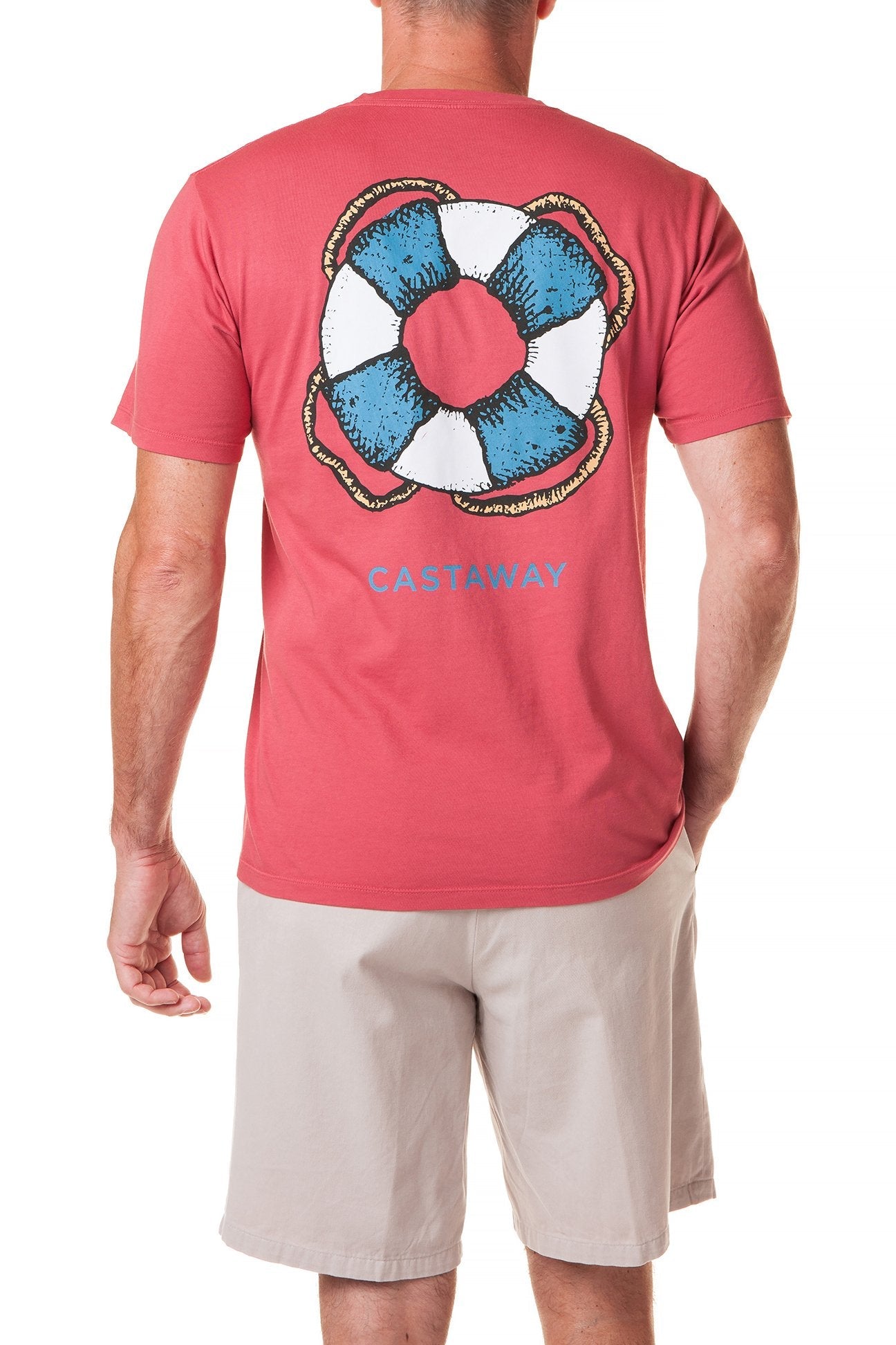 Castaway Beach Tee in Cardinal Red - Comfortable & Stylish Summer T-Shirt for Beach Vacations, Pool Parties & Casual Outings