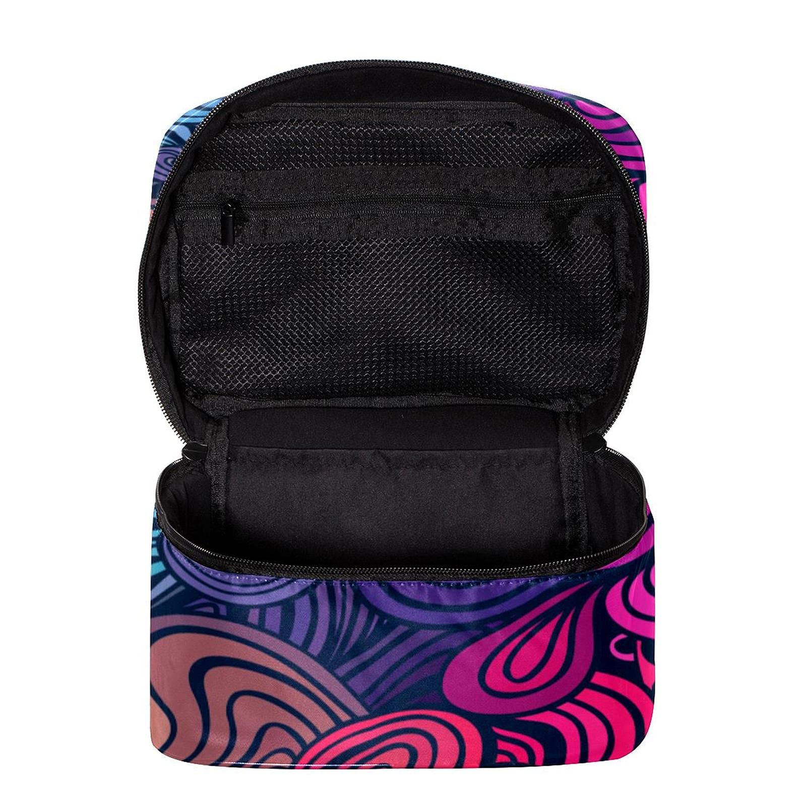 Abstract Rainbow Floral Pattern Travel Makeup Bag - Large Cosmetic Organizer with Zipper for Women & Girls | Perfect for Travel, Gym & Daily Essentials Storage