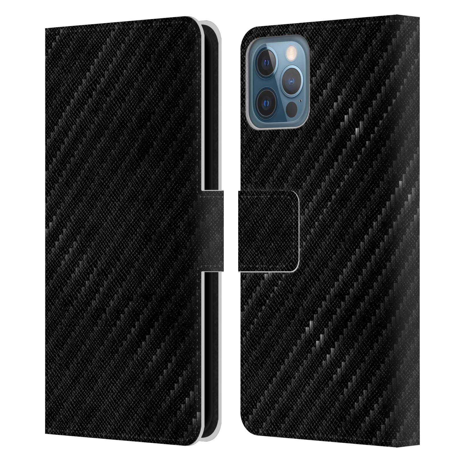 Official Alyn Spiller Plaid Carbon Fiber Leather Wallet Case for iPhone 12/12 Pro - Slim Protective Phone Cover with Card Slots | Perfect for Everyday Use, Travel & Business Meetings
