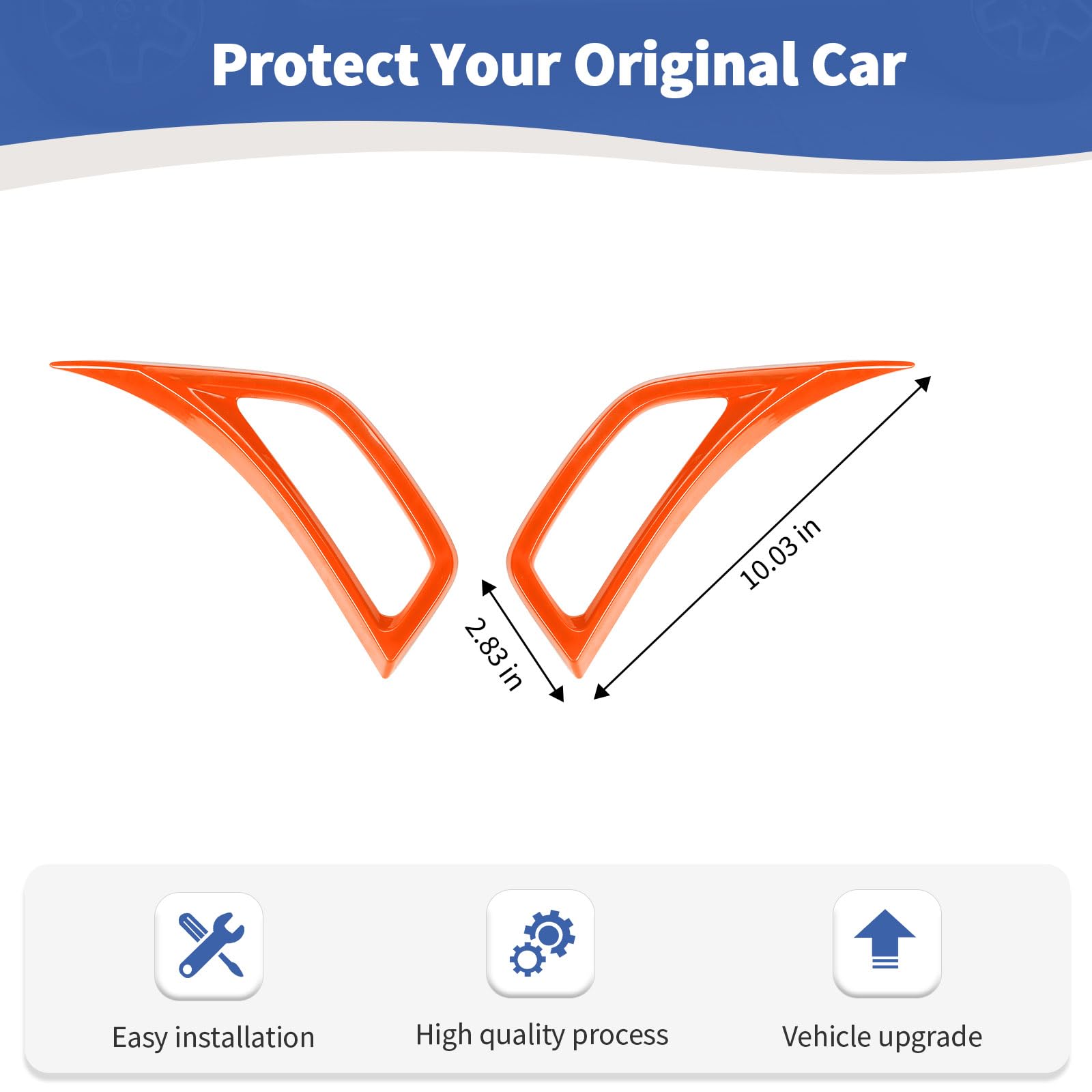 Jeep Wrangler JL JLU & Gladiator JT Side Fender Vent Decal Trim Cover - RT-TCZ Style (2018-2024) | Orange Exterior Accessories (2-Piece Set) | Off-Road Protection & Custom Styling Upgrade